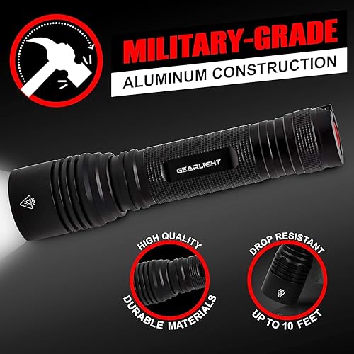 Miniatura 8 de GearLight Linterna LED S2000 - Linternas tácticas súper brillantes potentes de tamaño medio con lúmenes altos para actividades al aire libre y uso