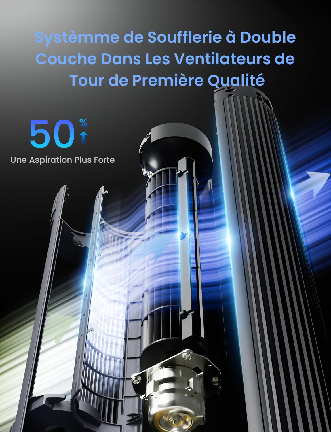Airmate Ventilateur Colonne, 12 Vitesses de Vent, Ventilateur Silencieux Vitesse 10m/s Ventilateurs Tour Pour Chambre, 3 Modes/Minuterie 12 Heures, écran LED, Ventilateur de 40 Watts, Gris Foncé