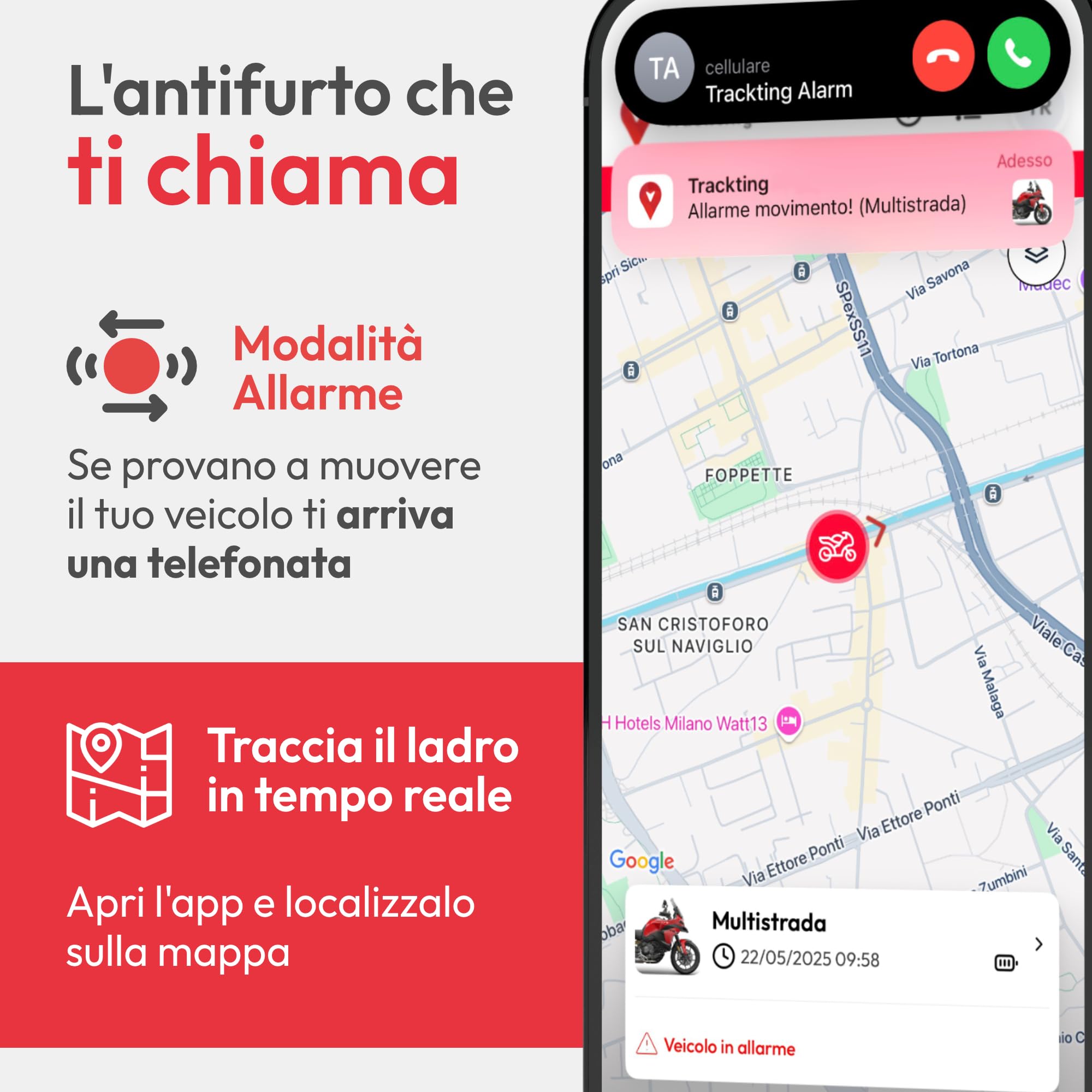 Trackting SMART V3 Europa - Antifurto GPS localizzatore per Auto e Moto - SIM integrata Senza Canone LTE-M/Edge - No cavi - Batteria record - Telefonata Allarme