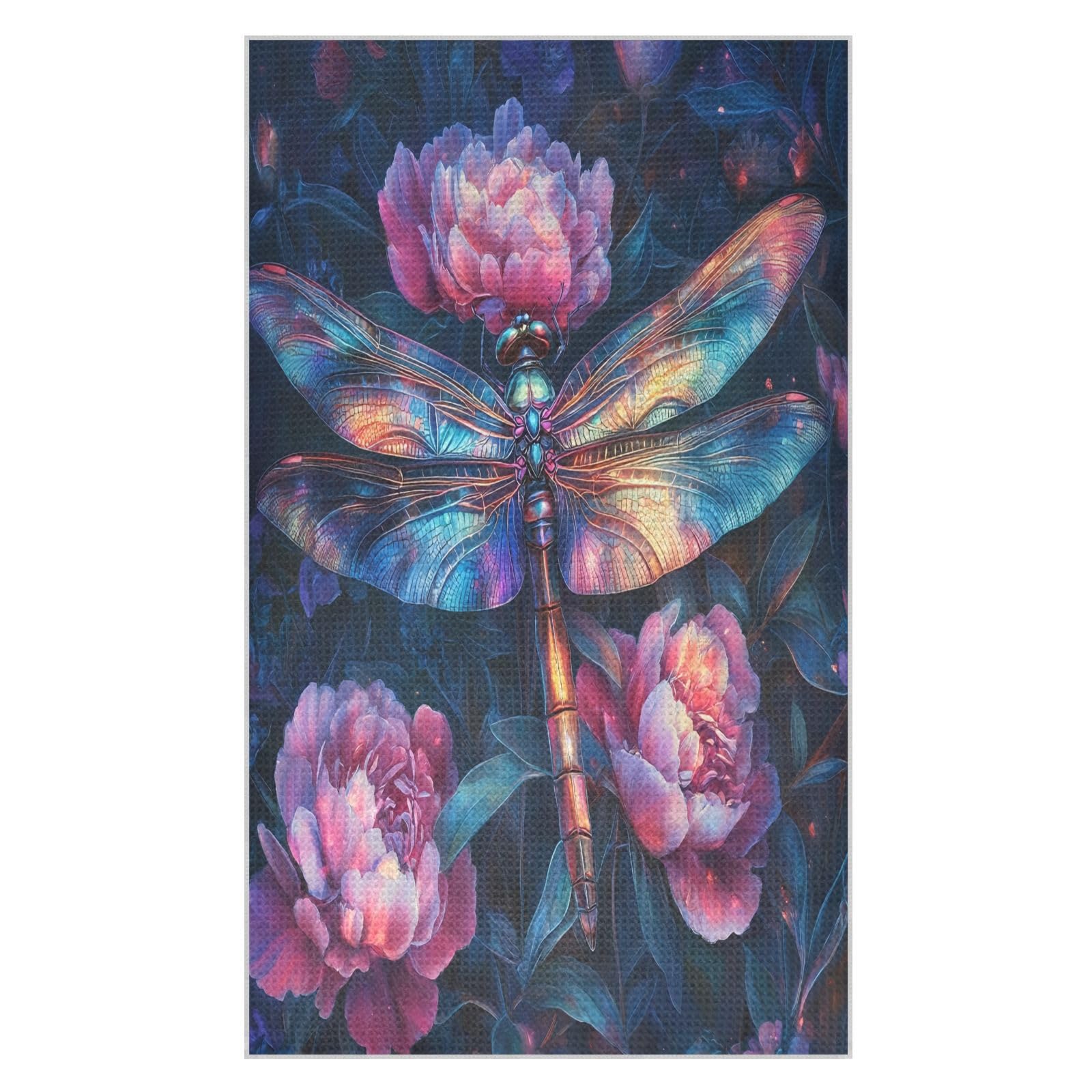 BURSTDDY Colorful Dragonfly Kitchen Towels,Absorbent Dish Towels 2 Pack