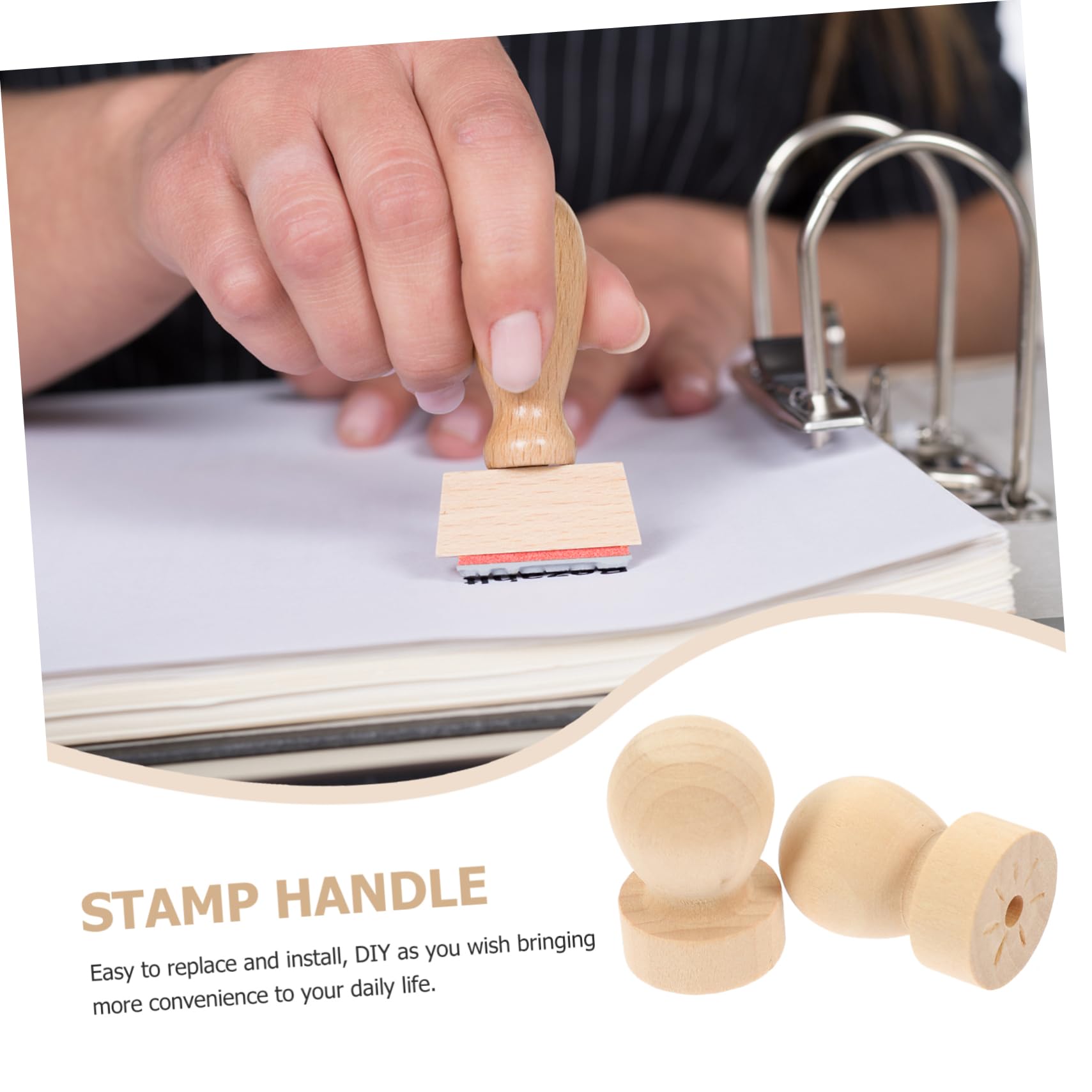 HOMSFOU 4 Sätze Festes Rundgriff Hochzeit Stempel Amboser Wachssiegel Handhaben Vintage -Griffe Holz 6 Stück * 4