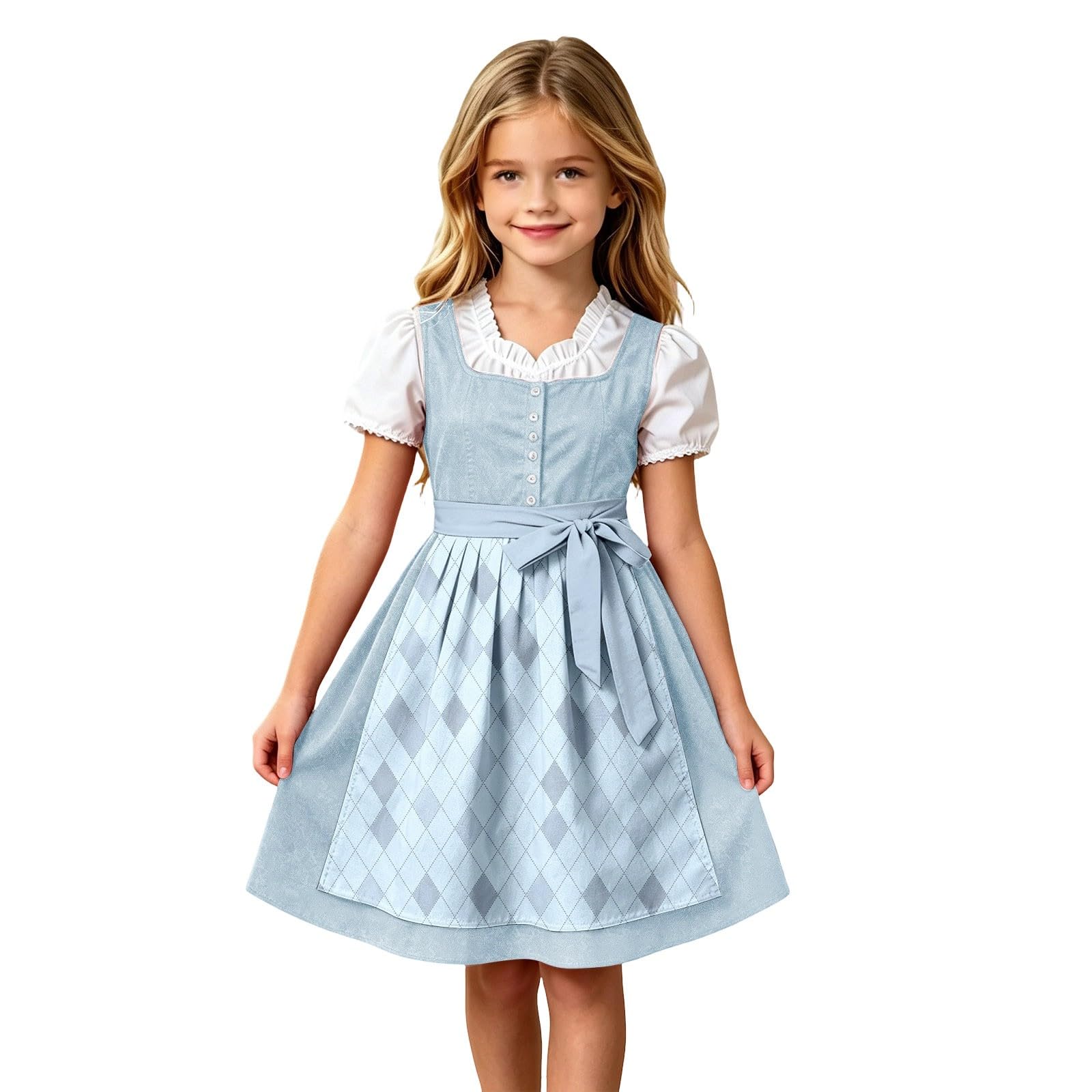 Girls Oktoberfest Costume Bavarian Beer Festival Dirndl Dress with Apron — image 1