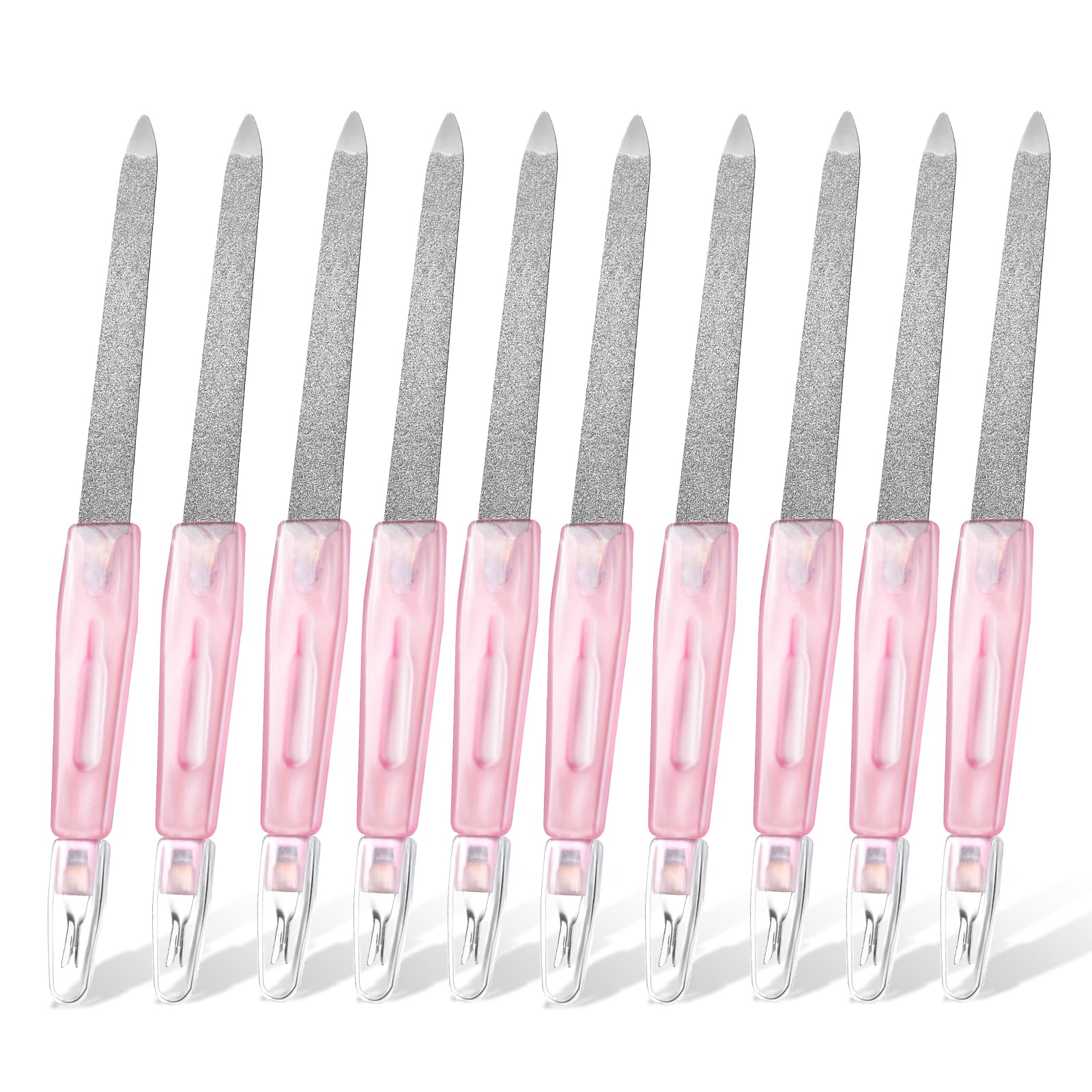 Andibro Lima de uñas de 10 piezas con cortador de cutículas, 2 en 1, tabla mate de doble cara, empujador de cutículas de metal para uñas de las manos y uñas gruesas de los pies, juego profesional de