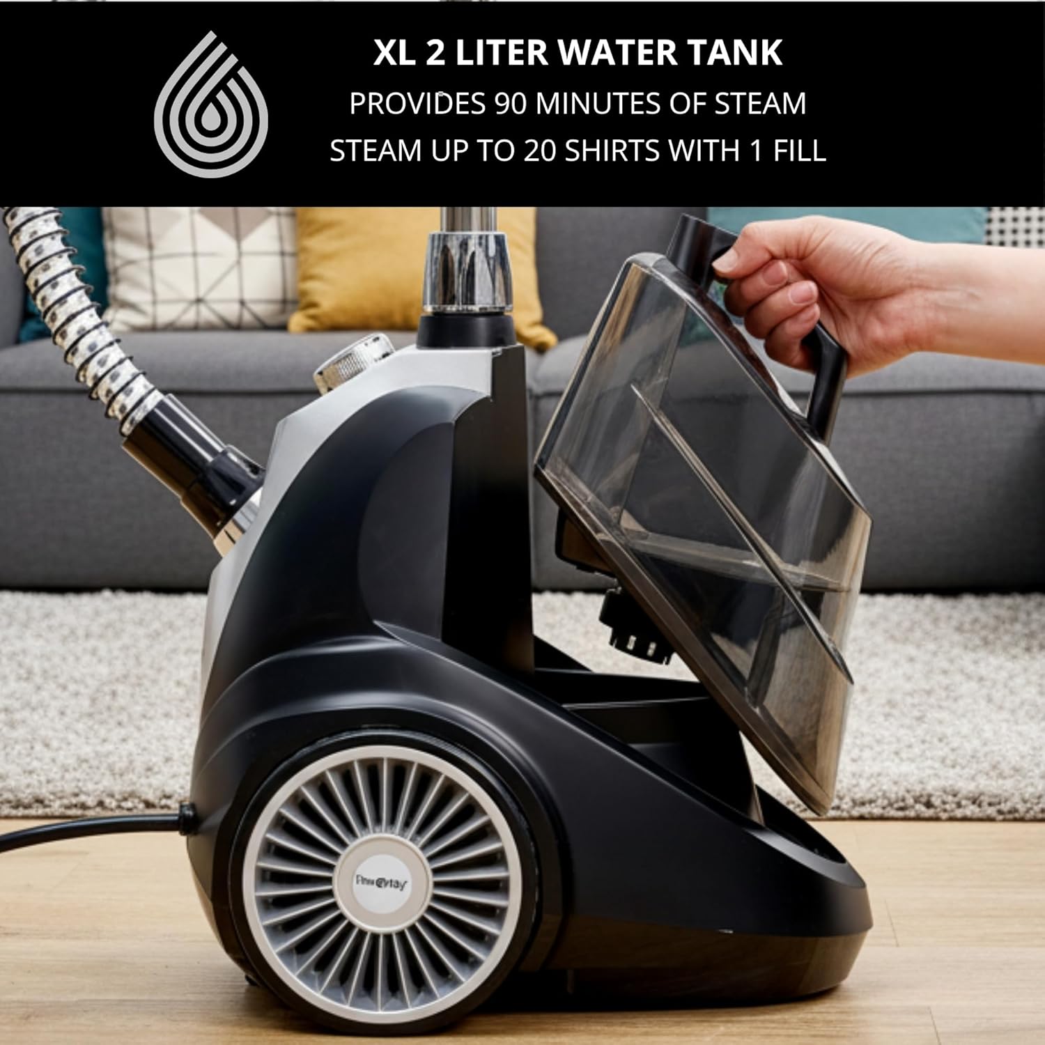 True & Tidy Luxury Standing Garment Steamer with 10 Steam Settings, Smart Auto Shut-Off 1800 Watt Powerful Clothes Steamer, Fast Heat Up, Wrinkle Removal for Home and Business Use