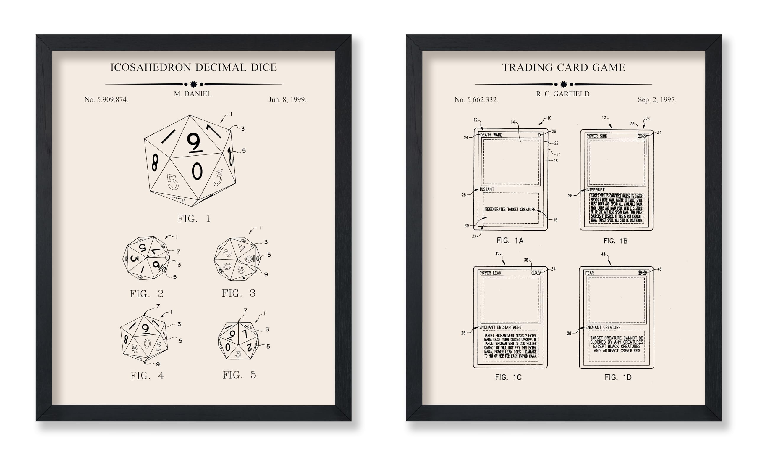 Poster Master 2-Piece Game Blueprint Poster - Icosahedron Decimal Dice Patent Print - Trading Card Game Art - Board Game Art - Gamer Art - Great Kid's