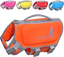 VIVAGLORY High Buoyancy Dog Life Jacket, Swim Vest with Handle, Dog Life Jacket for Swimming & Boating, Buoyancy for Doggy, S, Orange