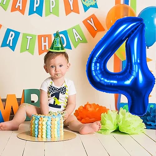 Miniatura 3 de Globos azules de 40 pulgadas con el número 24, gigantes, grandes, de papel de aluminio de Mylar con el número 24, suministros de decoración para