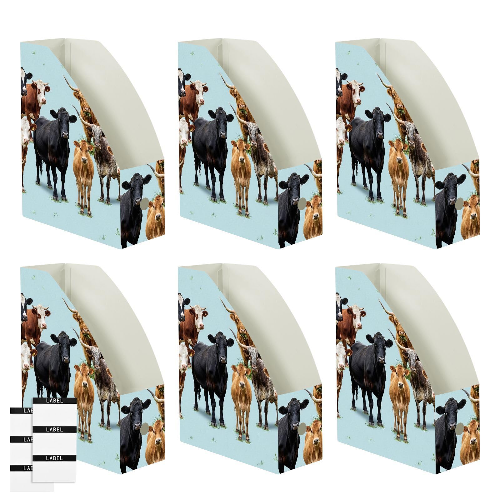 Portariviste blu con mucca del fumetto senza attrezzi