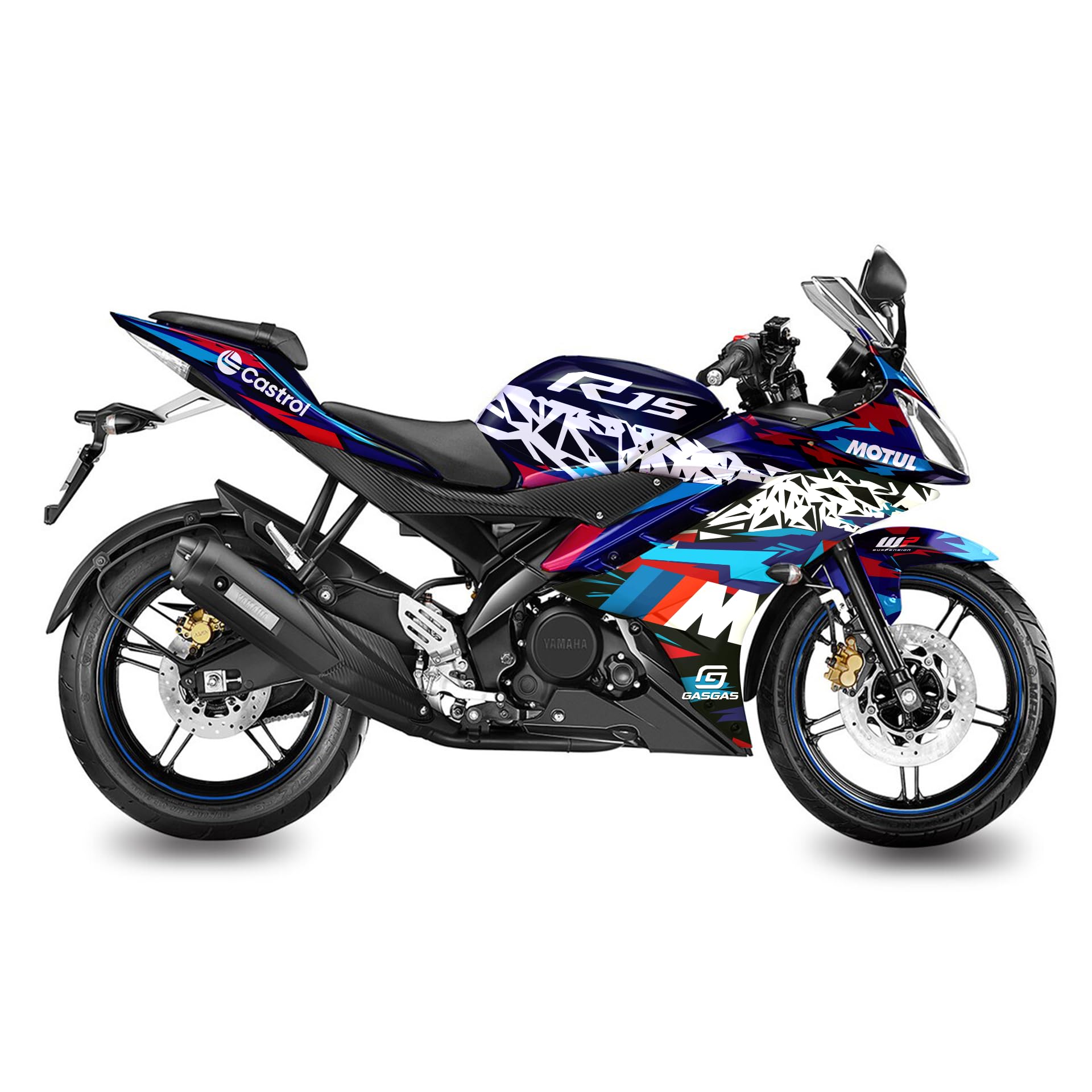 Yamaha R15 V2 Full Body Graphics |WHITEBLUE| by Motocross Graphix | Printed on Premium Vinyl with Ultra Gloss Laminate, Water Proof, Precise Precut Sticker, Non Fading, Pack of 1 for Both Side-image-29