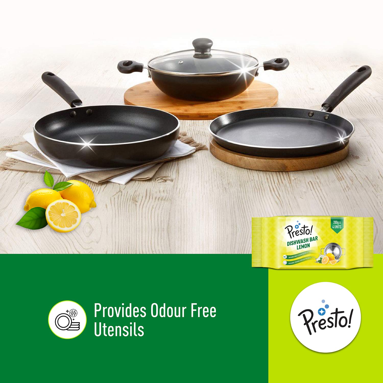 Amazon Brand - Presto! Dishwash Bar | 200g (pack of 12) | Removes Tough Grease | Odour-Free Freshness | Gentle on Hands 4