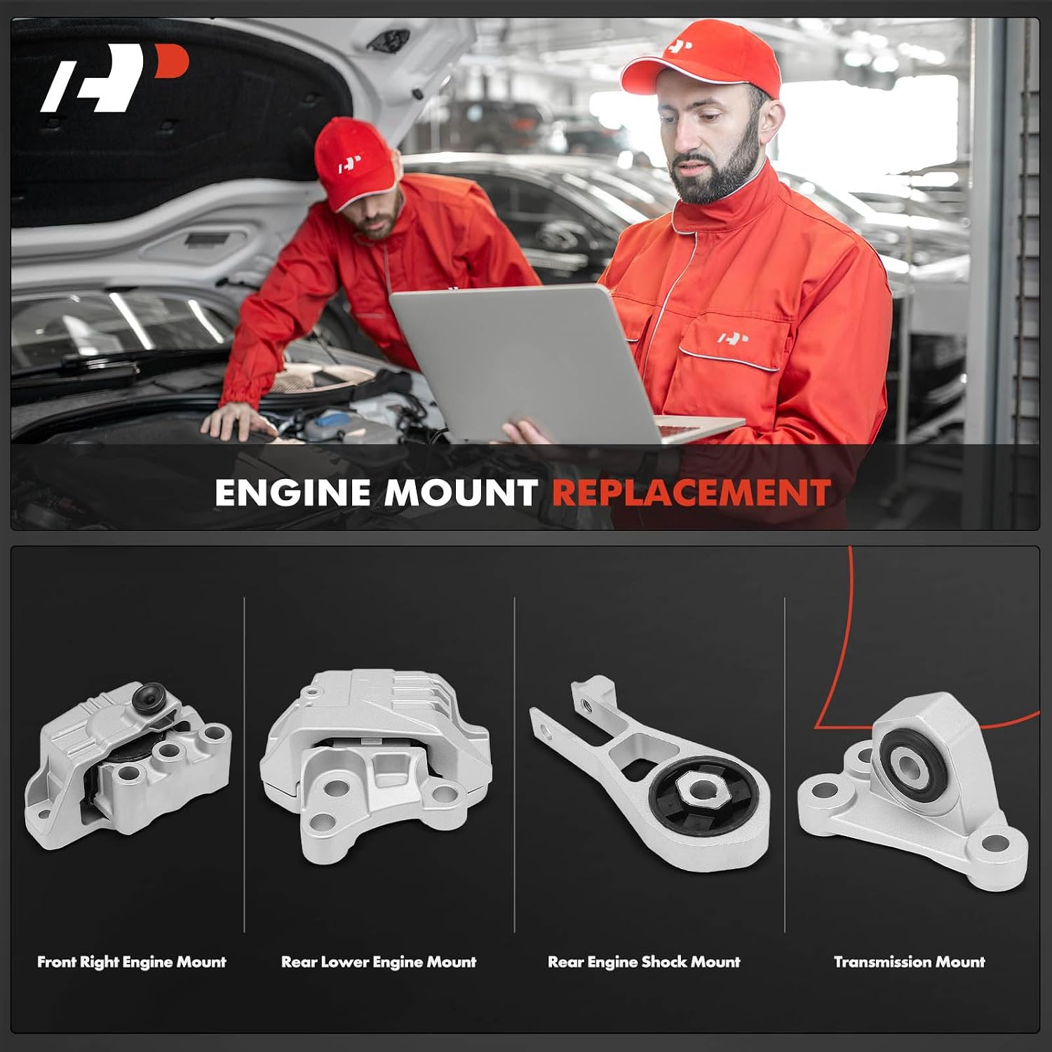 A-Premium Set of 4 Engine Motor Transmission Mount and Torque Strut Mount Set Compatible with Jeep Renegade 2015-2018 & Fiat 500X 2018, 2.4L
