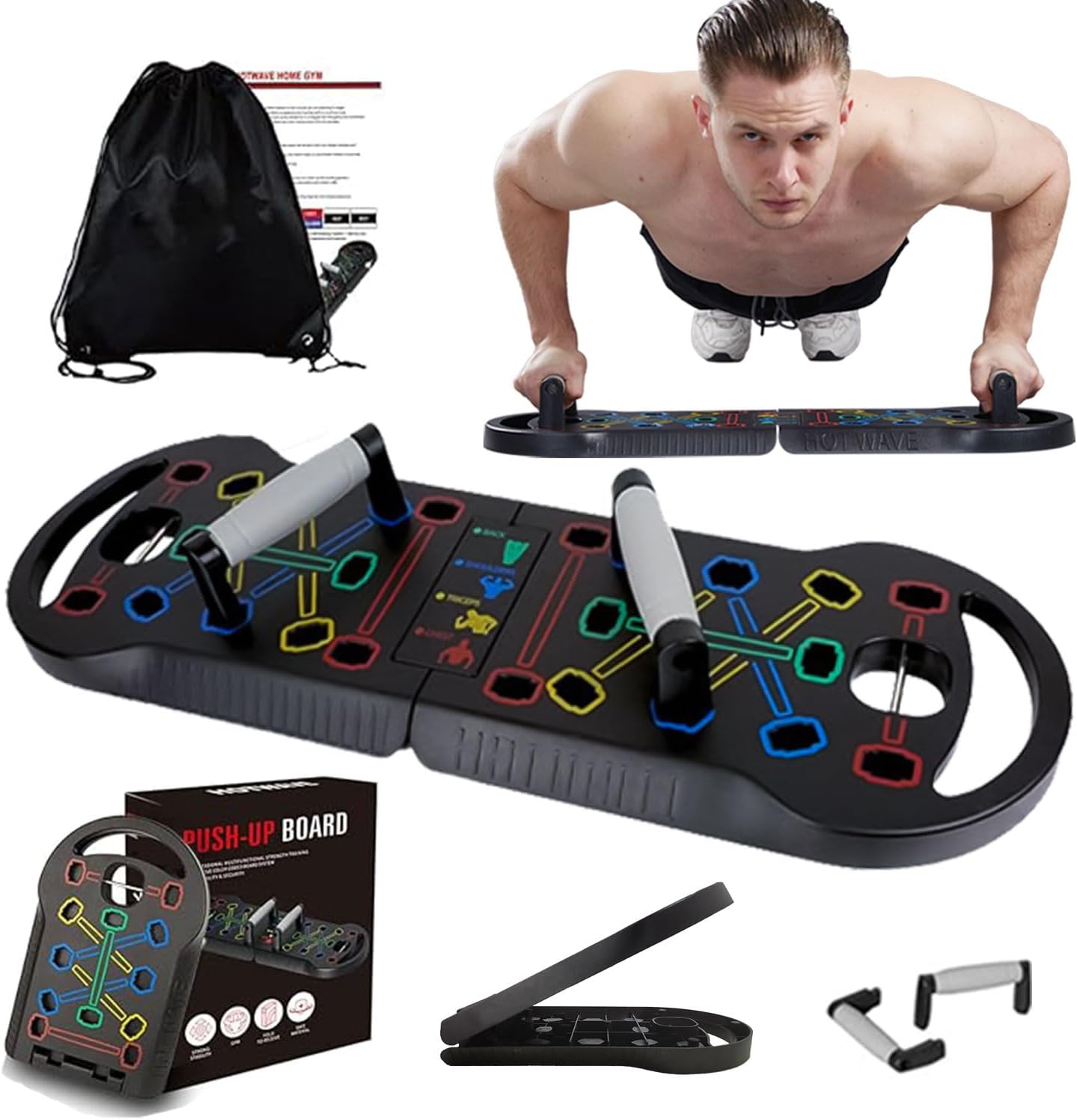 Upgraded Push Up Board, Portable Foldable 20 in 1 Push Up Bar Fitness, Pushups Handles for Floor,Strength Training Equipment at Home Gym