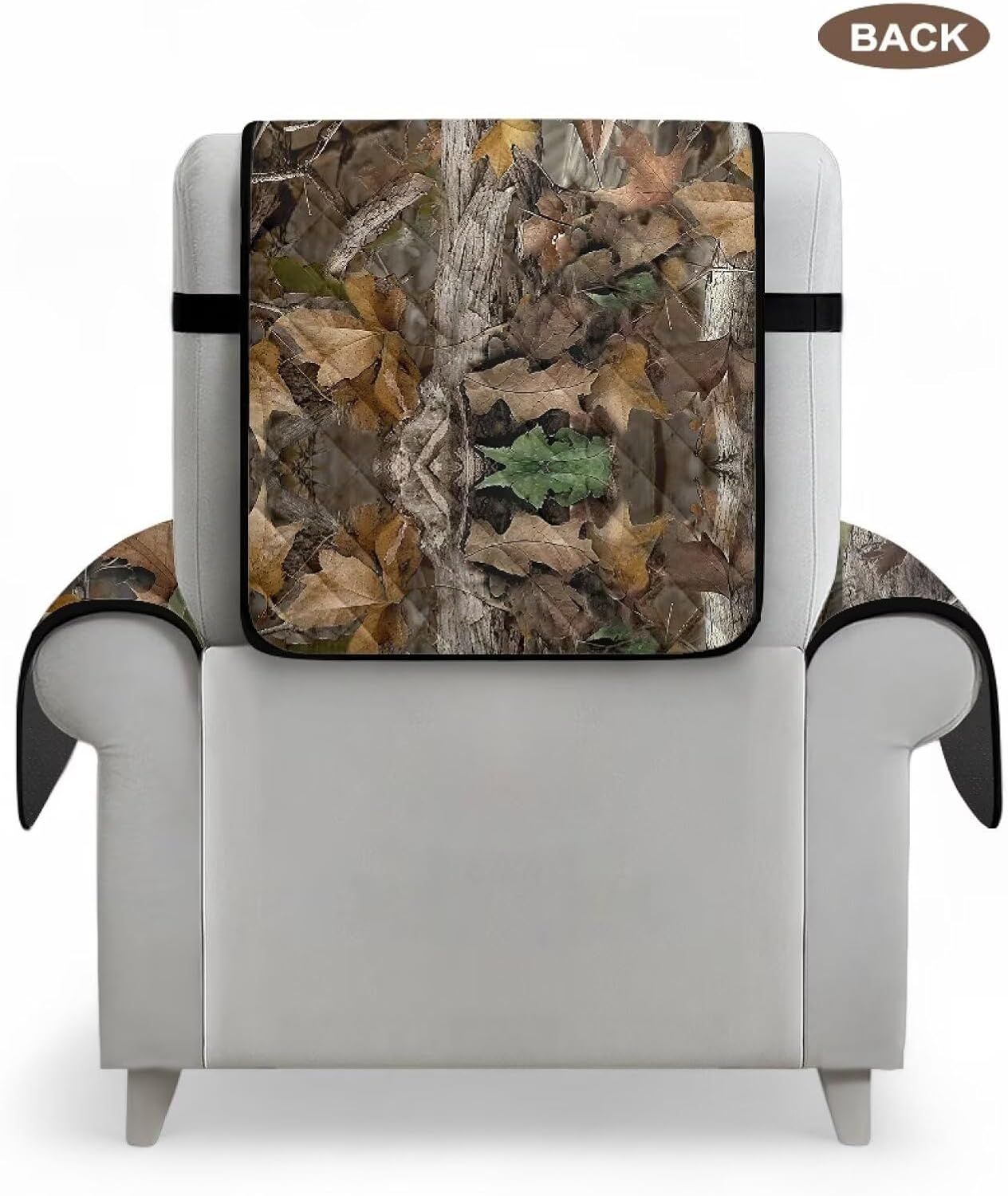 ZDCUSTOM Camo Hunting Recliner Chair Cover Anti-Slip Recliner Protector for Living Room Chair Cover Slipcovers with Storage Pockets and Stretch Straps