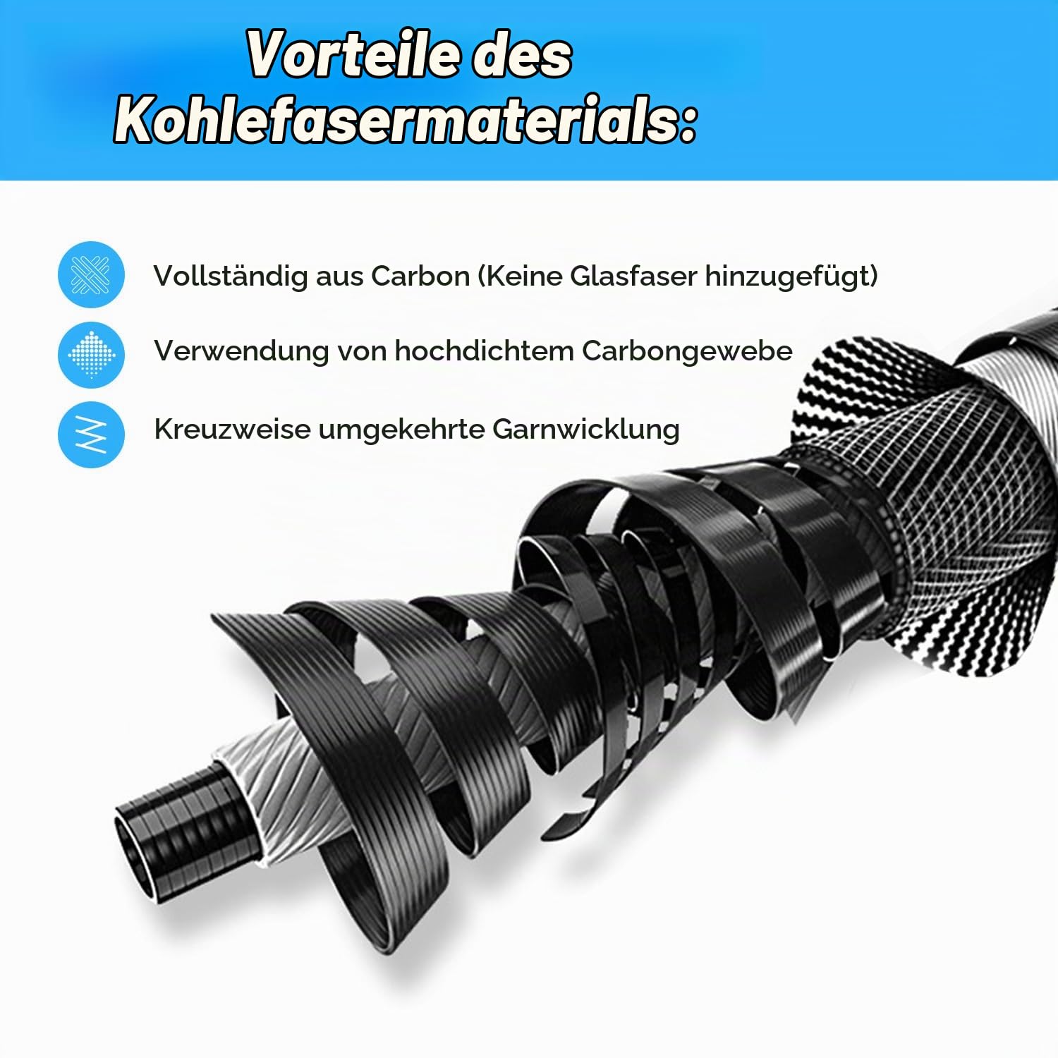 Pool Teleskopstange Kohlefaser, Poolstange einstellbar von 1,12m bis 3,65m