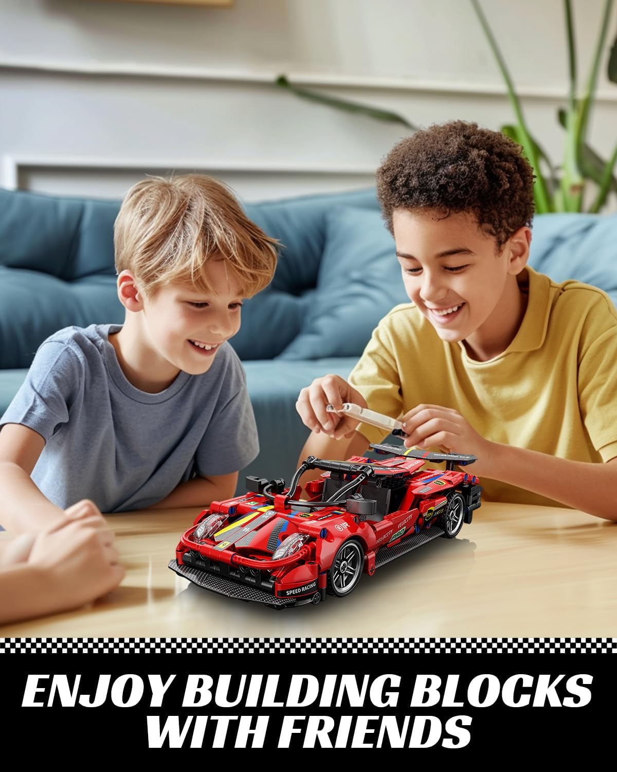 Nueris 1:18 Technic Super Sports Cars Model Sets - 426 PCS Red MOC Building Block Car Raceing Engineering Toys - Gift Idea for Adults Boys Girls for Play and Display Collection