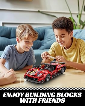 Nueris 1:18 Technic Super Sports Cars Model Sets - 426 PCS Red MOC Building Block Car Raceing Engineering Toys - Gift Idea for Adults Boys Girls for Play and Display Collection