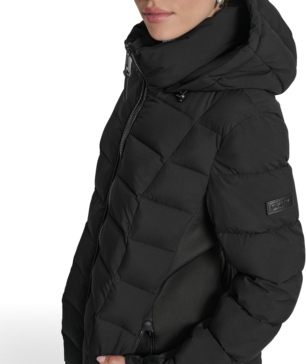 DKNY Women's Lightweight Puffer Jacket With Neoprene Side Panels – Insulated, Sleek Fit Outerwear - Image 7