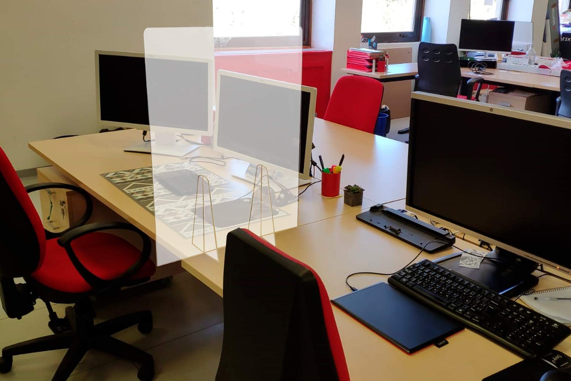 Olmedo Servicios Integrales Pantalla Protección Mostrador 50x65cm - Fabricada en Pet Policarbonato Transparente 4mm - Mampara para Tiendas - Colegios, Supermercados, Farmacias Tiendas