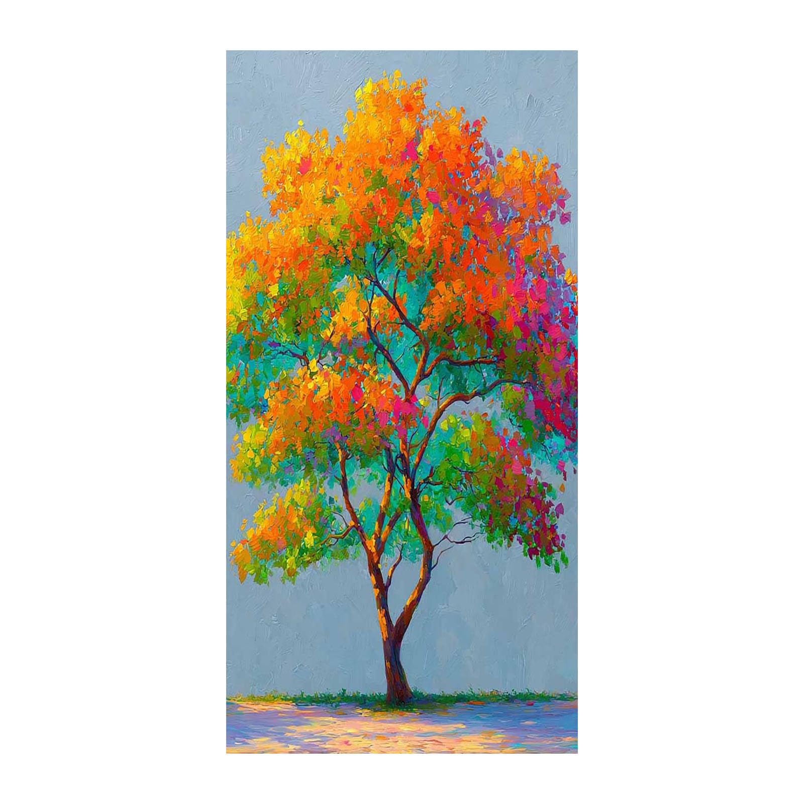 WIKEO Cuadros Dormitorios Modernos Mural de árbol colorido de graffiti Lienzos Decorativos para Pasillo Dormitorio Baño Entrada Sala de yoga（naranja-60x120cm Sin marco