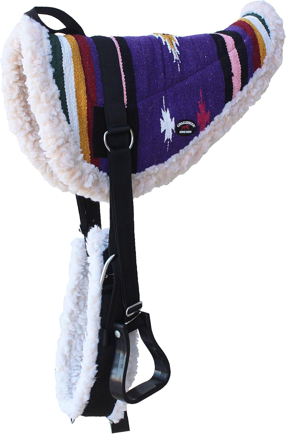 Horse Western Treeless Faux Fur Padded Serape Acrylic Bareback Pad Stirrups 39211-215