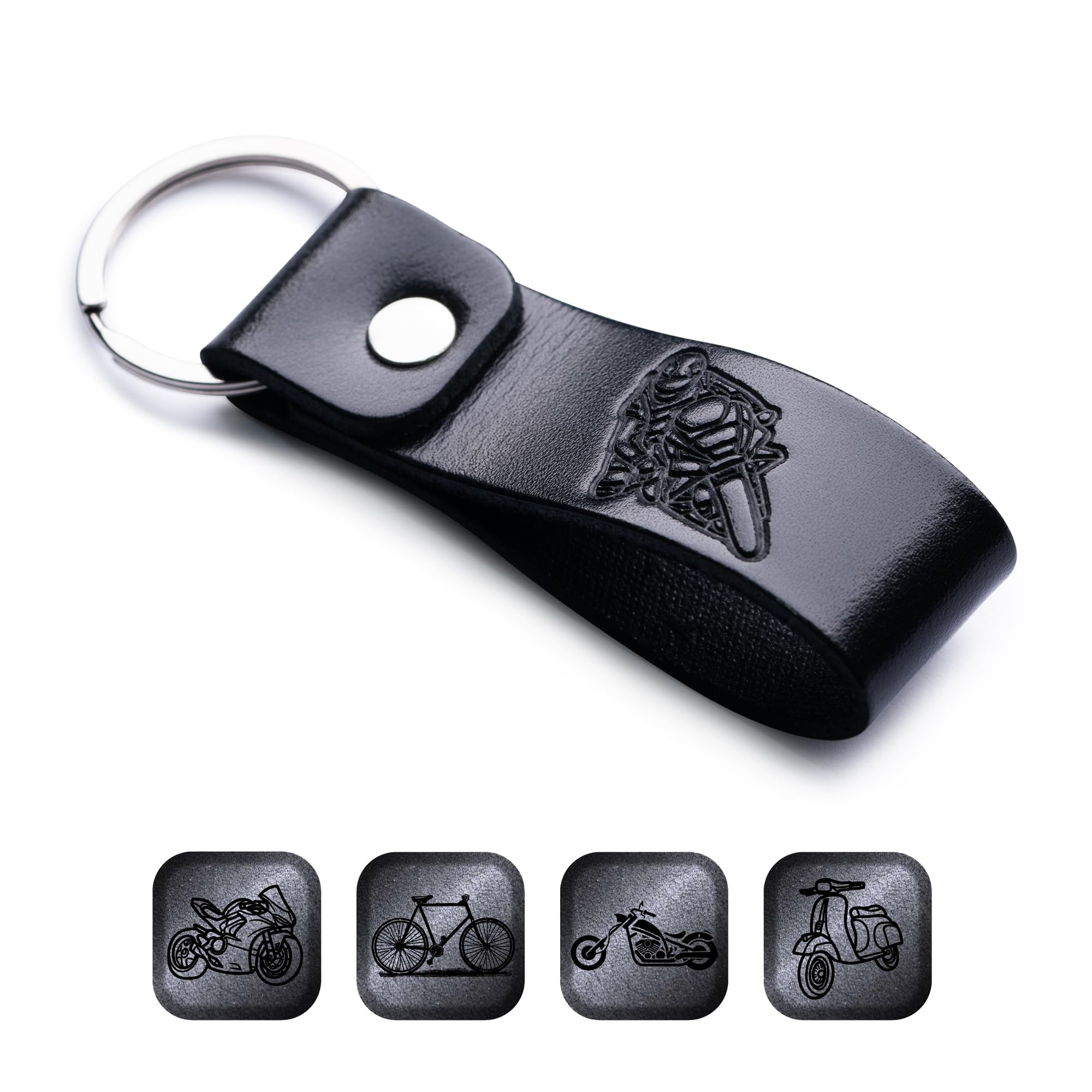 MAGOR Leather Keychain Favorite for Men, Keyring Gift for Women & Men, Birthday & Anniversary, Full Grain Leather (Motorbiker)