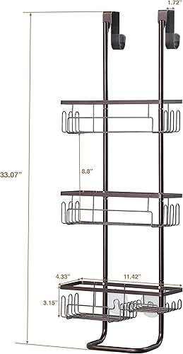 Miniatura 4 de SunnyPoint Cesta organizadora clásica de metal para baño, para colgar sobre la puerta (estándar, marrón)