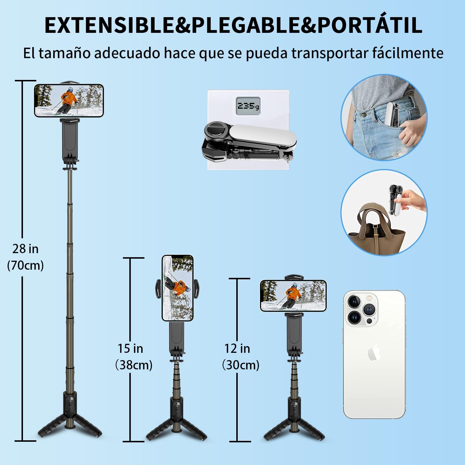 KOSCHEAL Gimbal per Smartphone con Luce di Riempimento,Rotazione Automatica 360°, Modalità Scena e App per Video Vlog/YouTube/TikTok