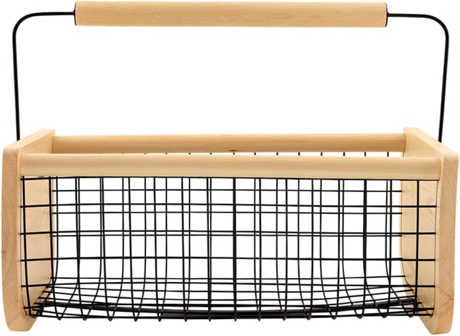 Santa Barbara Design Studio Wood and Metal Mesh Vegetable Flower Garden Harvest Basket, 16" L x 9" W x 7" H, Home Grown