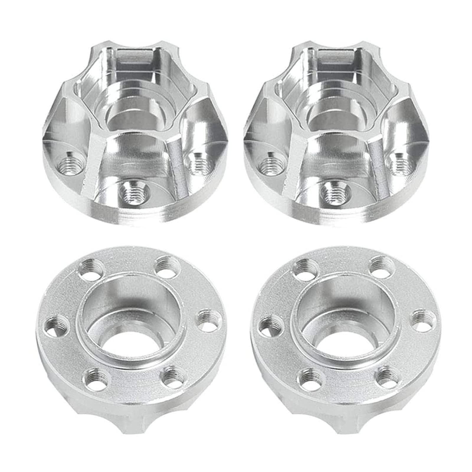 kingsea 4Pcs/Set Aluminum Alloy 12mm Hex Wheel Hub Expanded adapters Compatible with Axial Scx10 Trx4 1/10 RC Crawler Wheel Rim (Silver, 12mm)