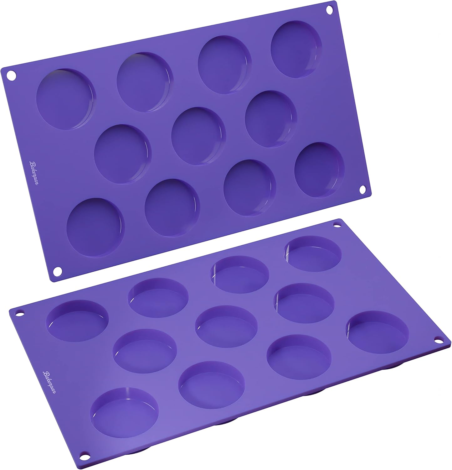 Bakerpan Silicone Mini Round Baking Molds 1.9" - Set of 2 Nonstick Molds for Muffin Tops, Tarts, Cookies, Chocolate, Mini Cheesecakes & Whoopie Pies - BPA-Free