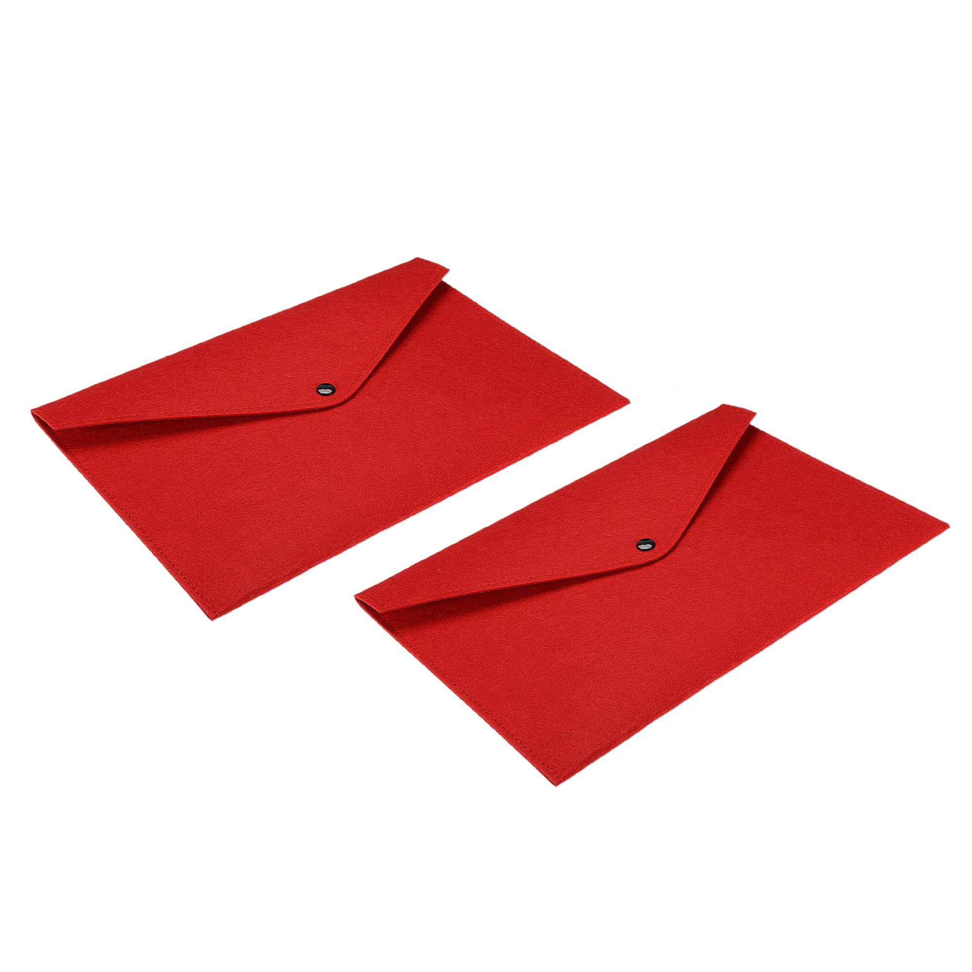 YOKIVE 2 Pack Felt File Folders, A4 Button Closure Document Bag | Envelope Files Storage Pouch, Great for Office Stationery(Red)