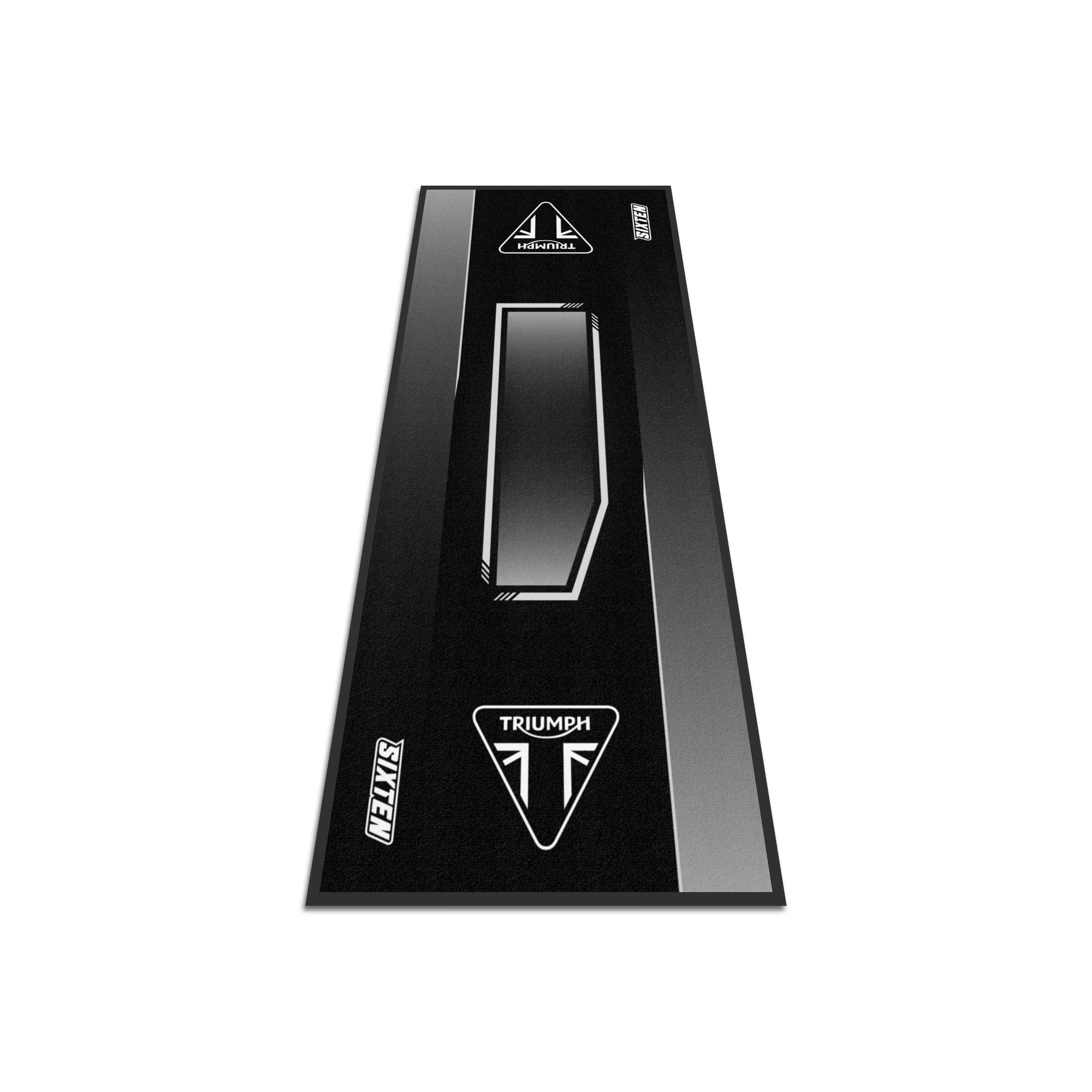 SIXTEN Tapis Moto | Triumph 95x240 – Tapis Étanche et Antidérapant en PVC Résistant | Protection Sol Garage et Paddock