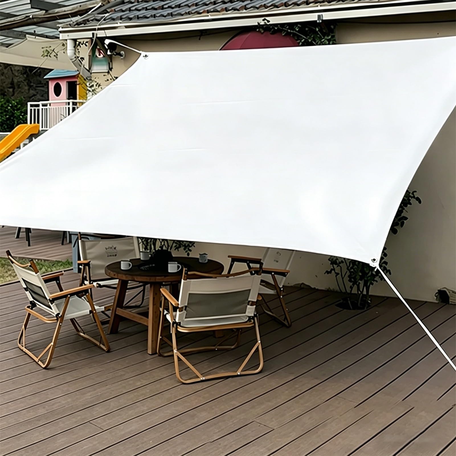 Waterproof Tarpaulin with Reinforced Grommets 3x4m 4x6m 6x8m White Canvas Tarp Sheet Cover for Outdoor Groundsheet Camping Caravan Tent Swimming Pools(4x5m(13.1ftx16.4ft))