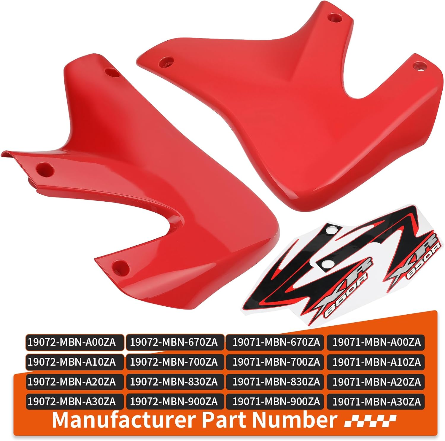 Left & Right Radiator Shroud for Honda XR650R 2000-2007 19072-MBN-A30ZA 19071-MBN-A30ZA