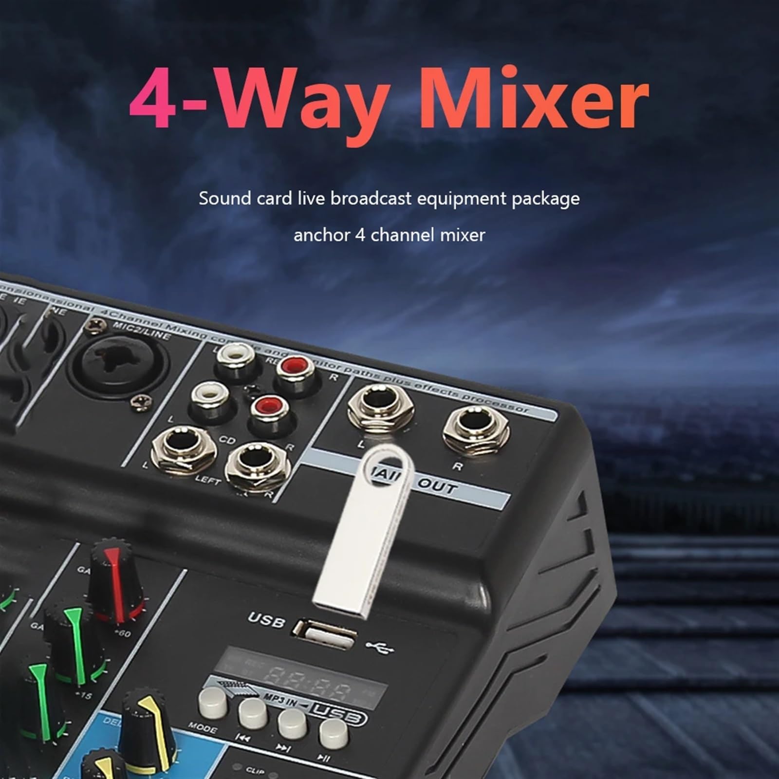 Kontroler DJ-ski, Konsola miksowania dźwięku Interfejs USB Wejście miksera audio F-4A Bezprzewodowy 4-kanałowy monitor zasilania Phantom do komputera