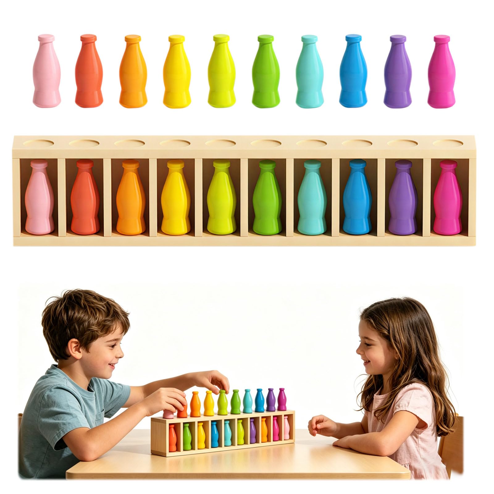 iuuoi Juego de combinación de memoria de color de botella, divertidos juegos de mesa familiares para niños y adultos, rompecabezas de 2 jugadores para niños y niñas a partir de 3 años, perfecto para