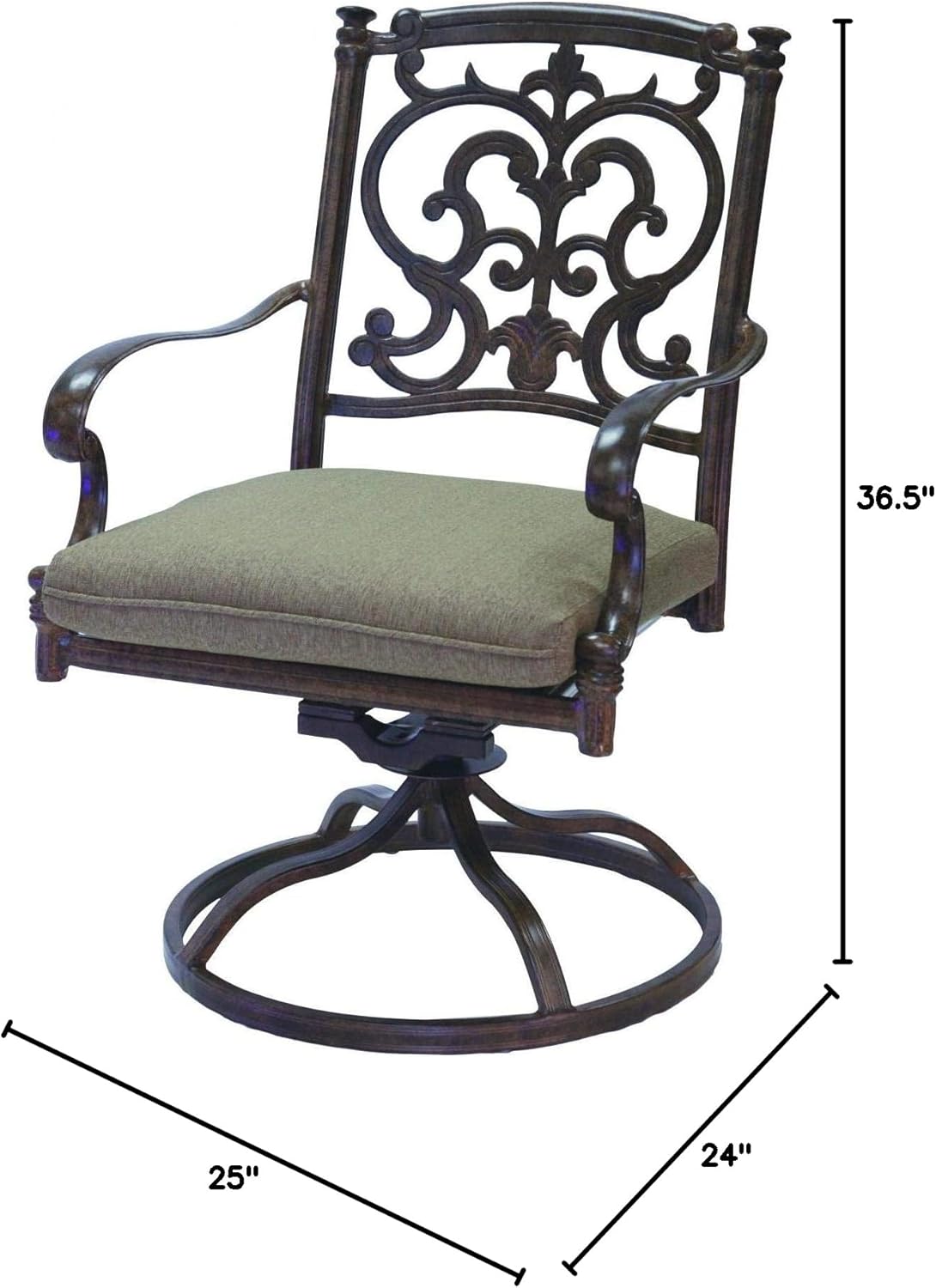 Darlee Santa Barbara Cast Aluminum Patio Swivel Rocker Dining Chair - Antique Bronze