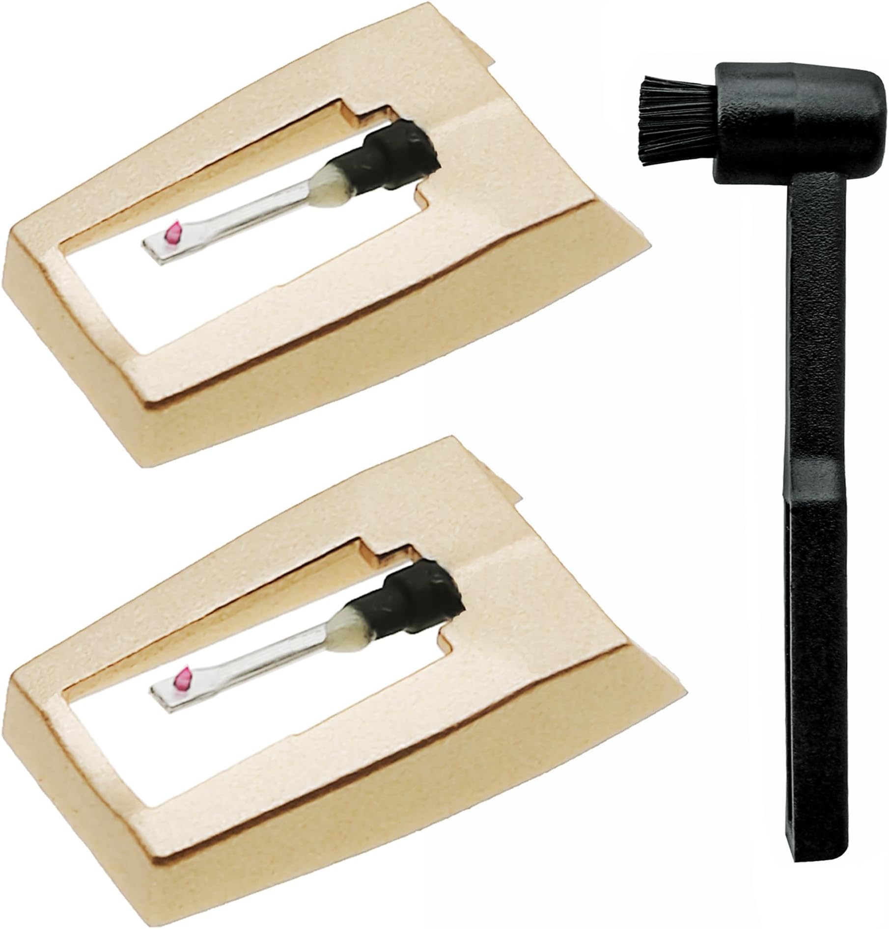 2pcs Record Player Needles Replacement with Stylus Cleaning Brush Kit, Record Player Needle Stylus for Crosley, Victrola, Jenson, Boytone Turntables