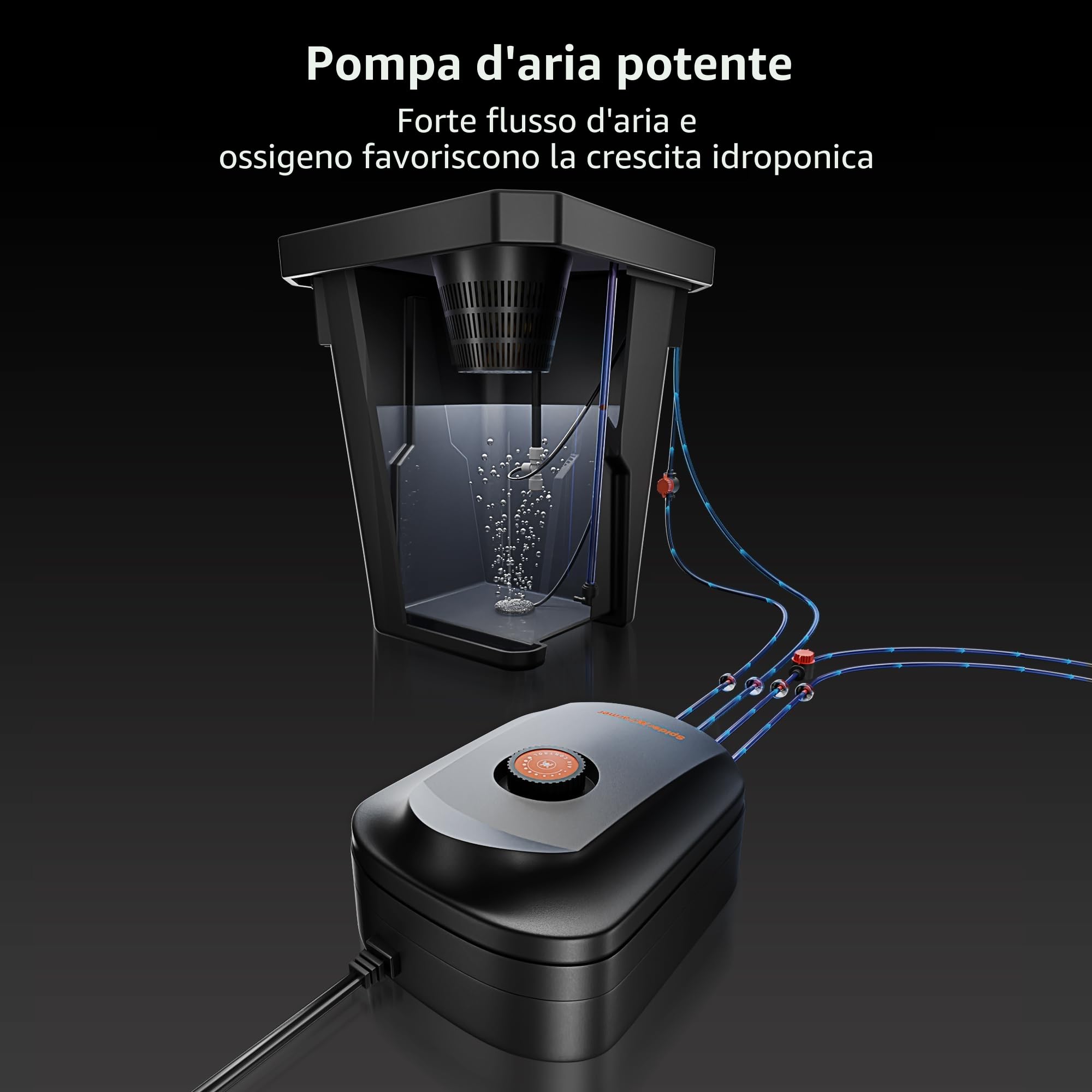 SPIDER FARMER DWC Sistema di Coltivazione idroponica con Coltura ad Acqua Profonda da 27 Litri/7 galloni, Nuovo Design del Coperchio Triangolare, Pompa d'Aria da 8W, 2 Secchi