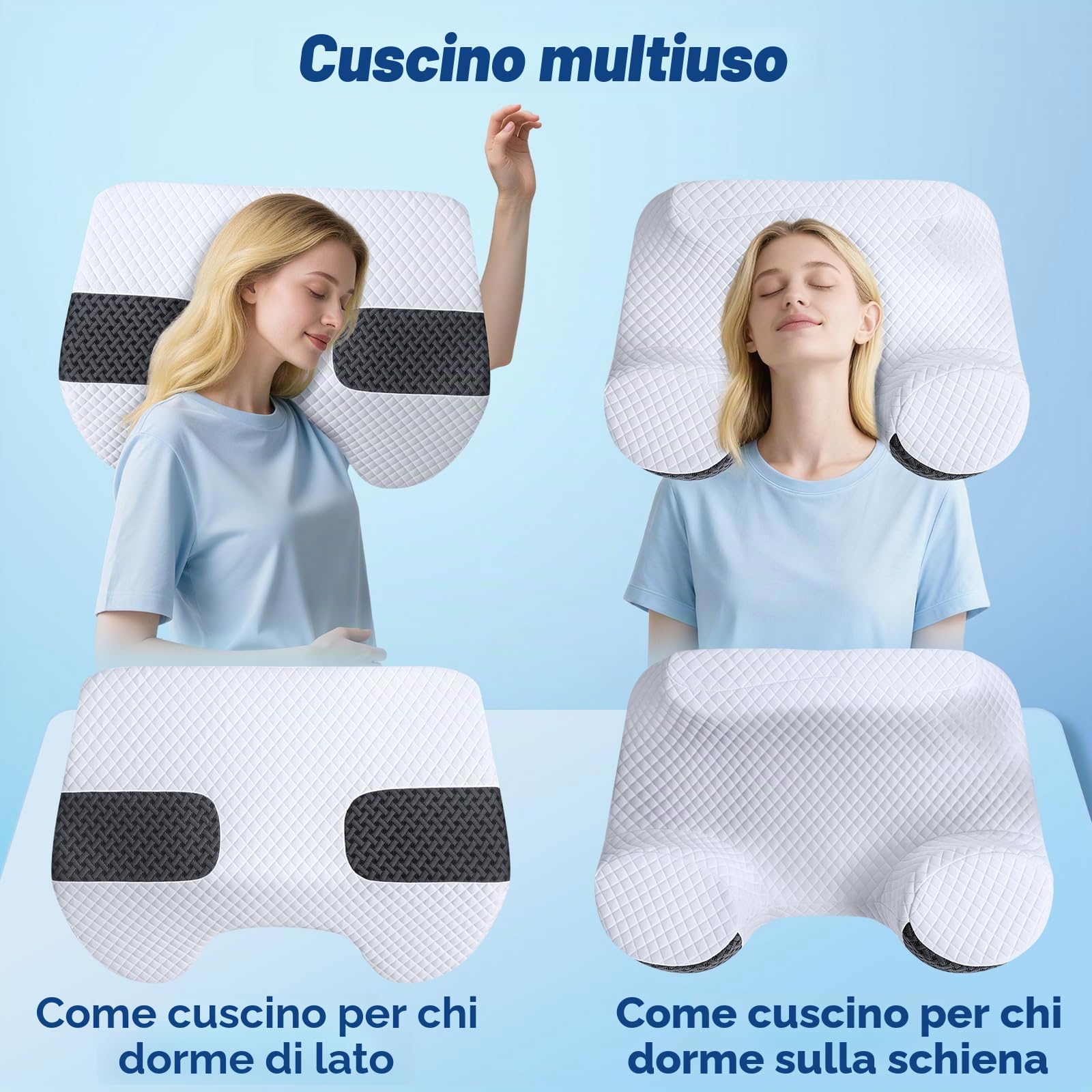 SAHEYER Cuscino braccio Memory Foam, Cuscino Ergonomico Cervicale per Dormire, Cuscini per chi Dorme di lato con foro per le braccia,Bianco