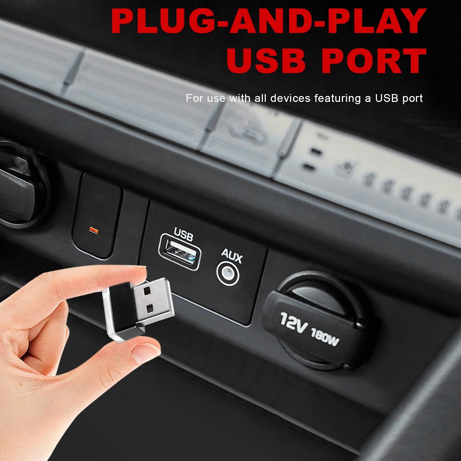 4 PCS USB LED Car Interior Atmosphere Lamp, Portable Mini LED Lamp Plug-in Ambient Lighting Kit, USB Interface Night Light Interior Decor for Vehicle Home Office (Blue+Purple+Red+White)