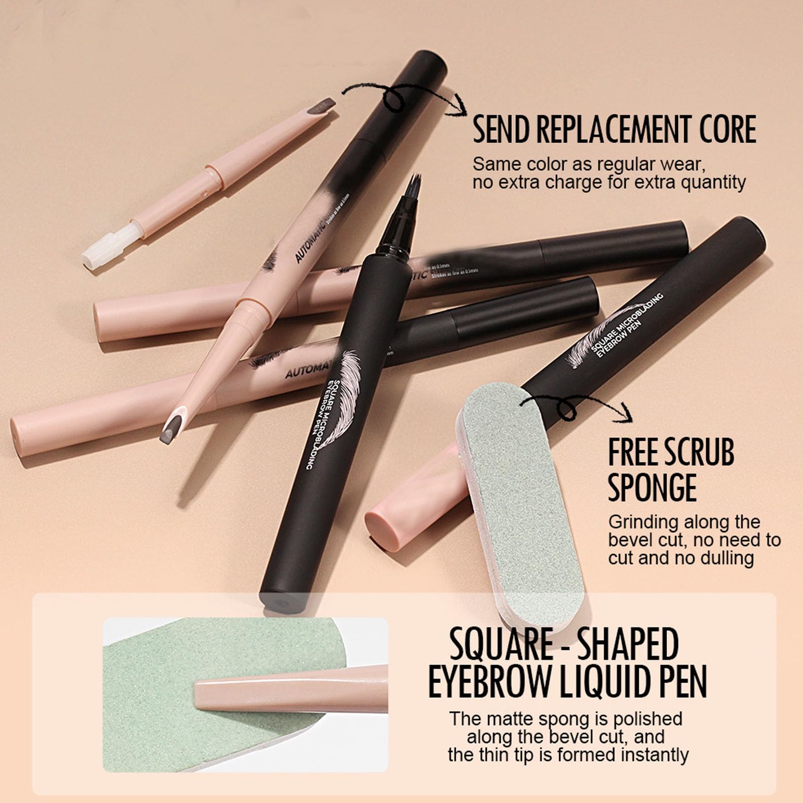 Automatic Square Microbladed Eyebrow Pencil Set For Precise Definition - Image 4