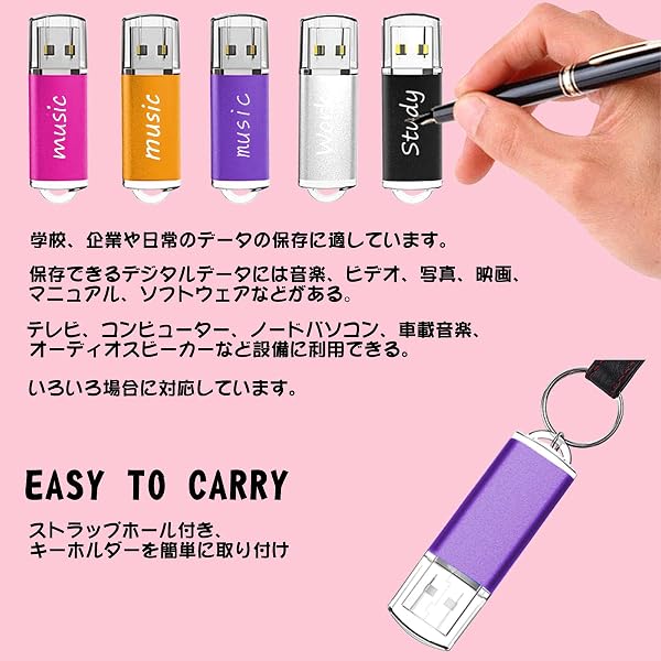 EASTBULL USBメモリ 4GB 5個セット フラッシュメモリー USB2.0 フラッシュドライブ キャップ式 防塵性能優れ ストラップ付き LEDライト付き (4GB 5色) - 2