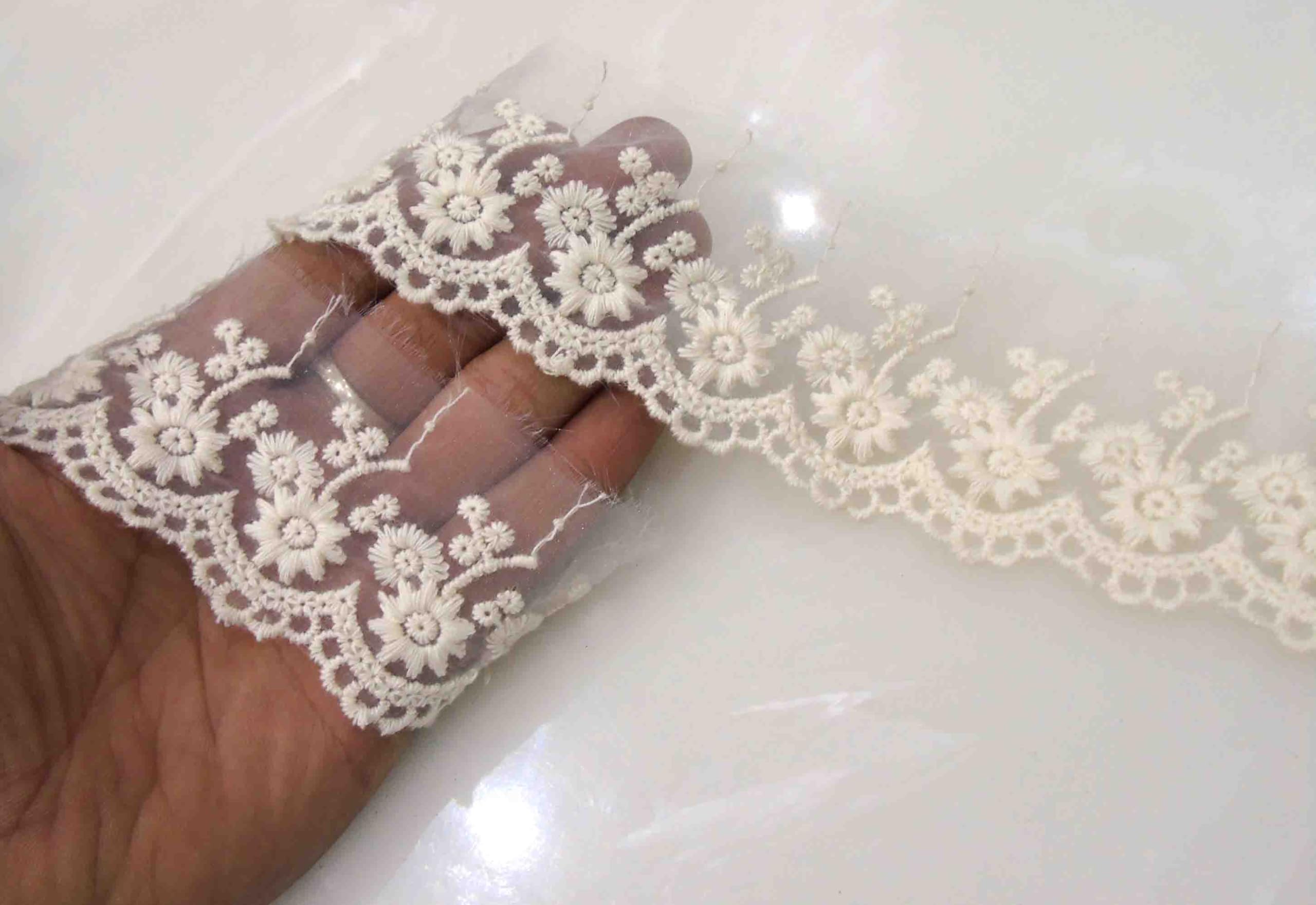 Strala White Color Dyeable Laces for Dresses, Sarees, Lehenga, Suits, Bags, Decorations, Borders, Crafts and Home Décor,Blouse (3 mtr) Design-326-image-13