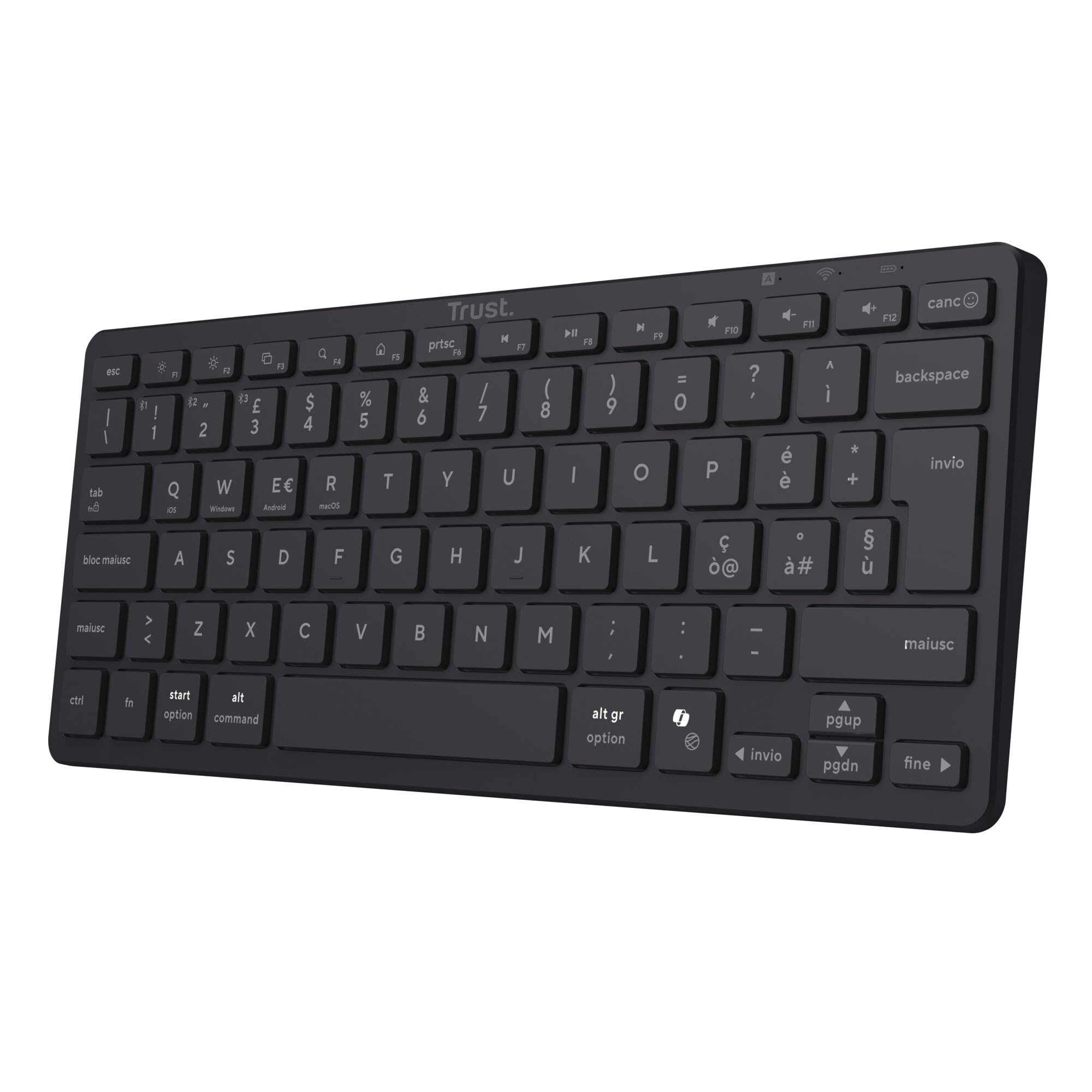 Trust Vira Tastiera Wireless Bluetooth Layout Italiano QWERTY, Nero