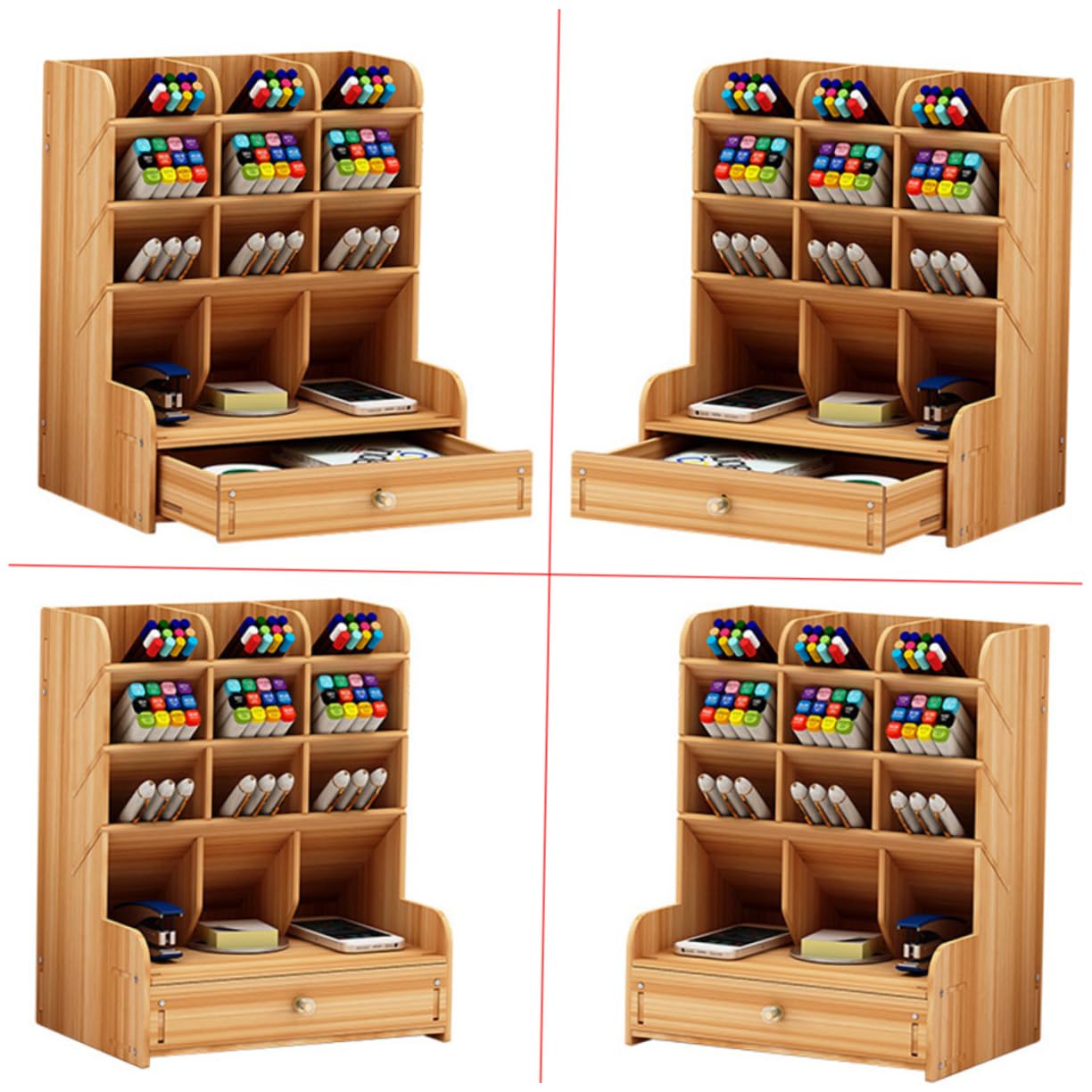 Einschulung Deko Holz Stiftehalter mit Großen Fächern für Büro Desktop