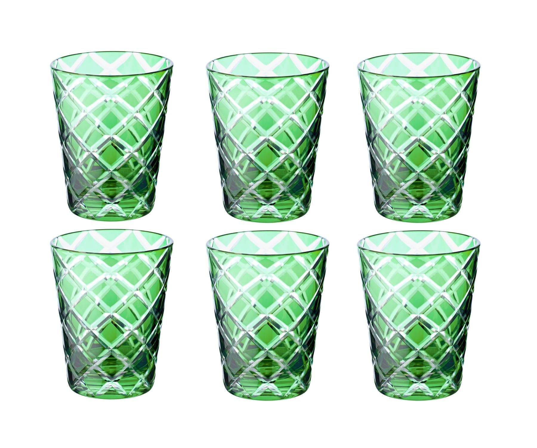 EDZARD Zestaw 6 szklanek kryształowych Dio, zielone, wysokość 10 cm, pojemność 230 ml, ręcznie szlifowane, technika przechwytywania - uchwyty na podgrzewacze, szklanki do picia, szklanki do wody