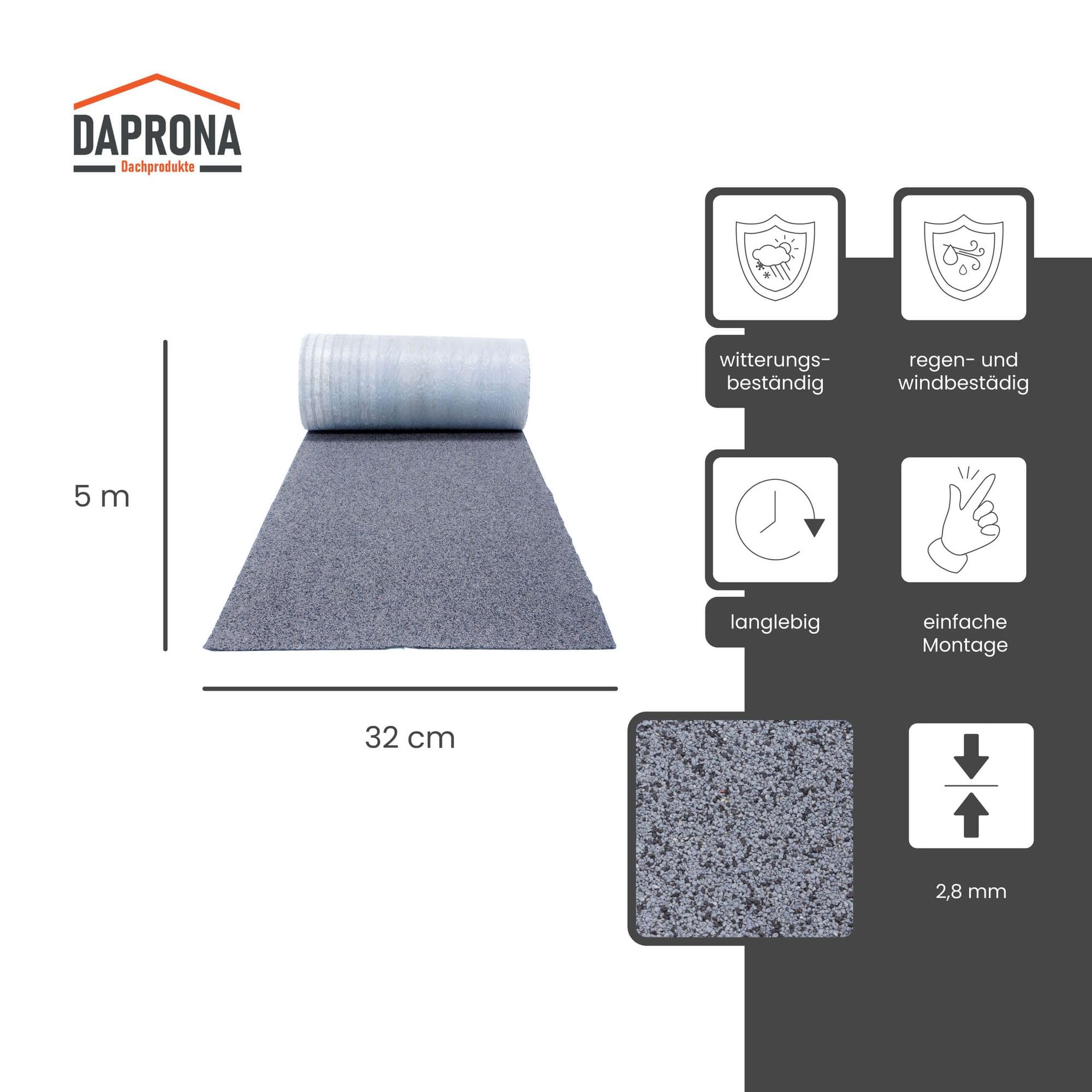 Firstabdeckung für Bitumen Dachschindeln, selbstklebend, Grau 5m x 32cm Rolle, Dachpappe Schindeln für Gartenhaus, Carport & Vogelhaus- zur Dachabdichtung am First