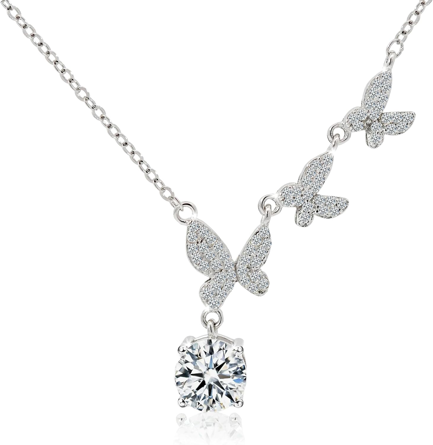 Moissanite Necklace for Women Diamond Pendant Necklace Sterling Silver 925 Chain Hypoallergenic Durable Ideal Gift for Anniversary Special Occasions