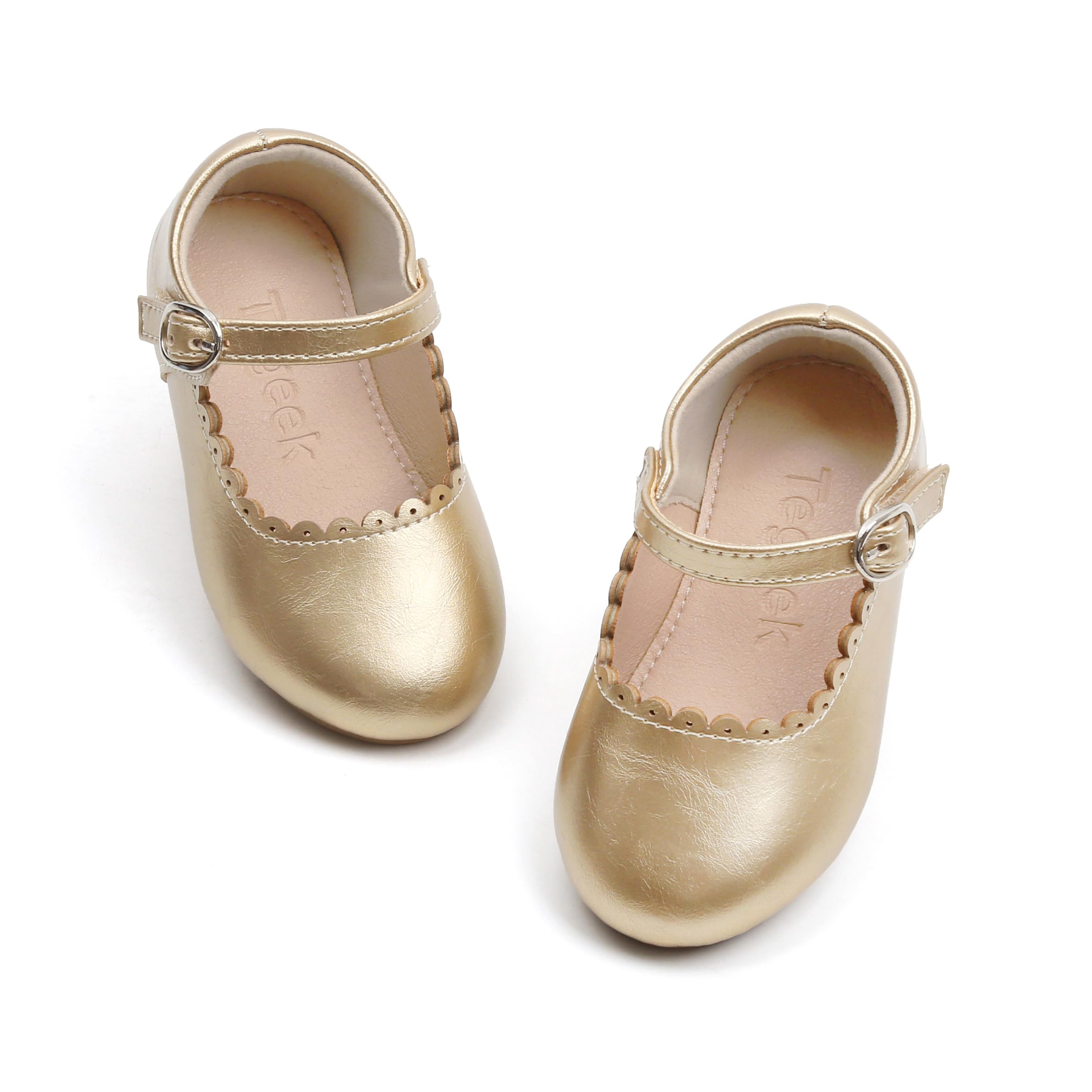 Tegeek Girls' Vintage Mary Jane Ballet Flats - Shiny Patent Leather Party Shoes